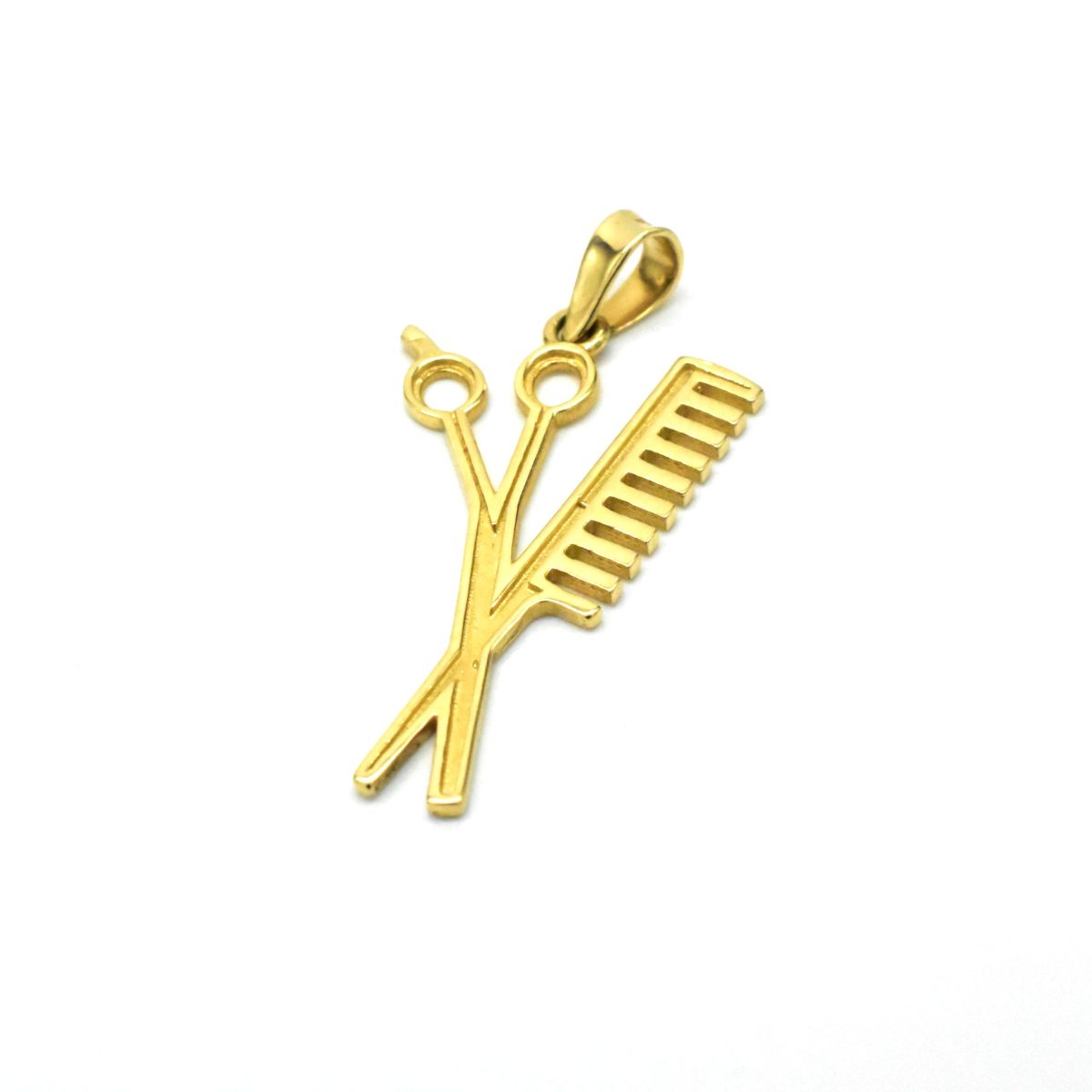 златна висулка ножица и гребен 14K