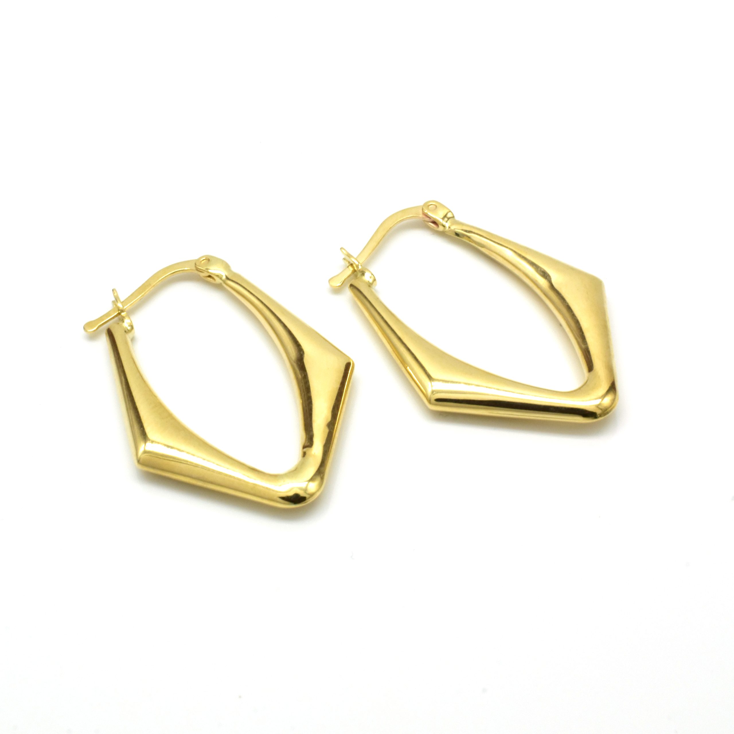 златни обеци халки геометрични V образни 14K Avangard Gold