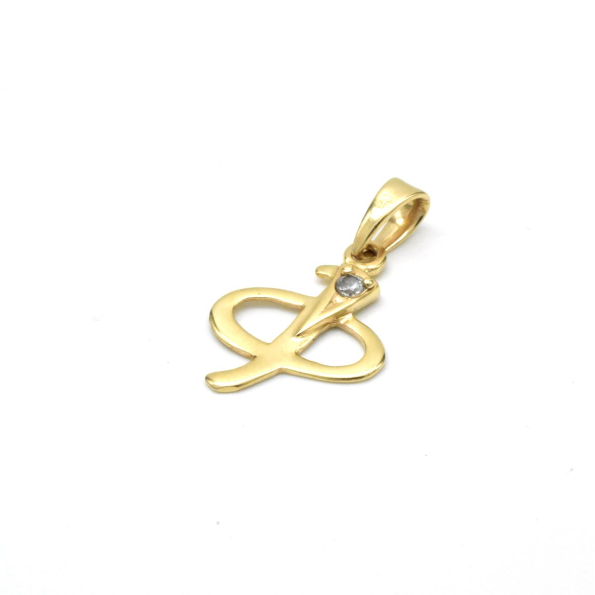 златна висулка буква Ф 14K цирконий Avangard Gold