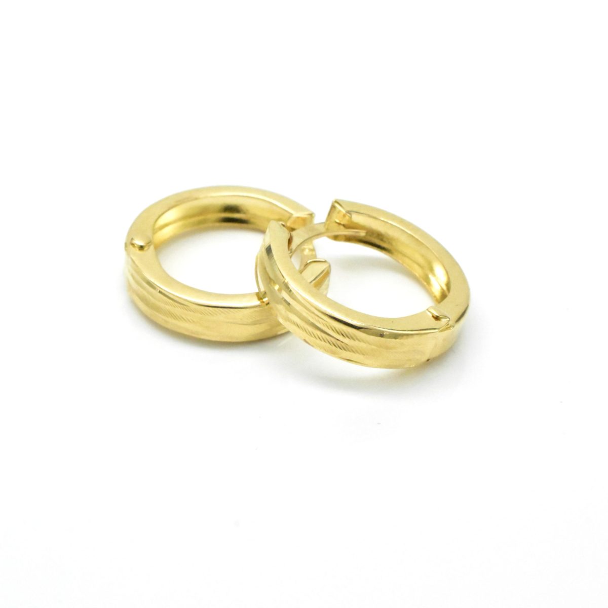 дамски златни халки 14K гравиран дизайн