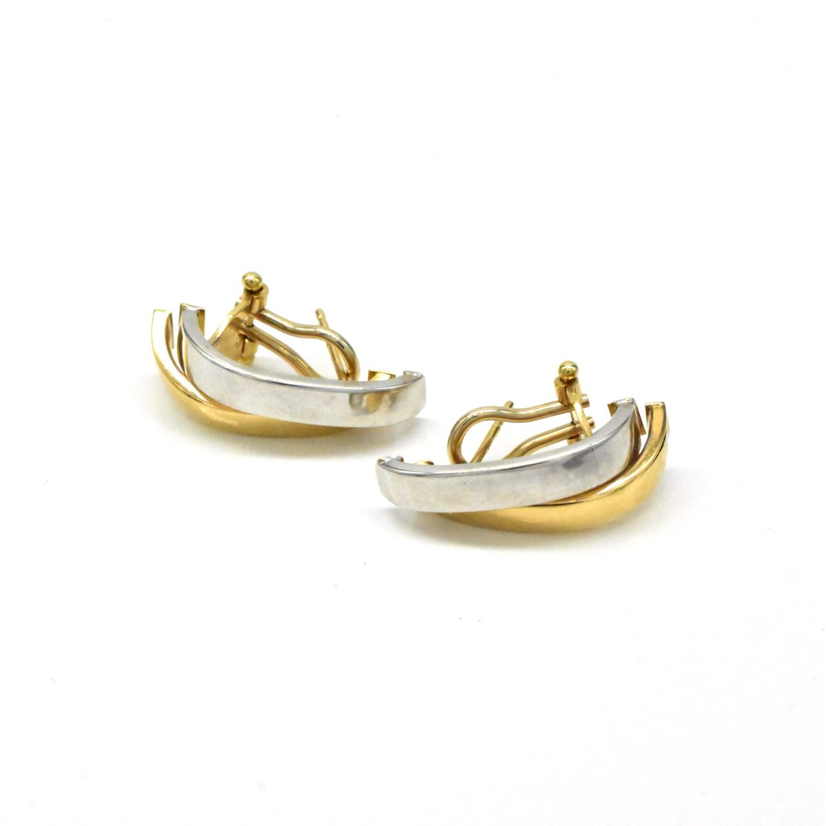 двуцветни златни обеци жълто и бяло злато 14K Avangard Gold