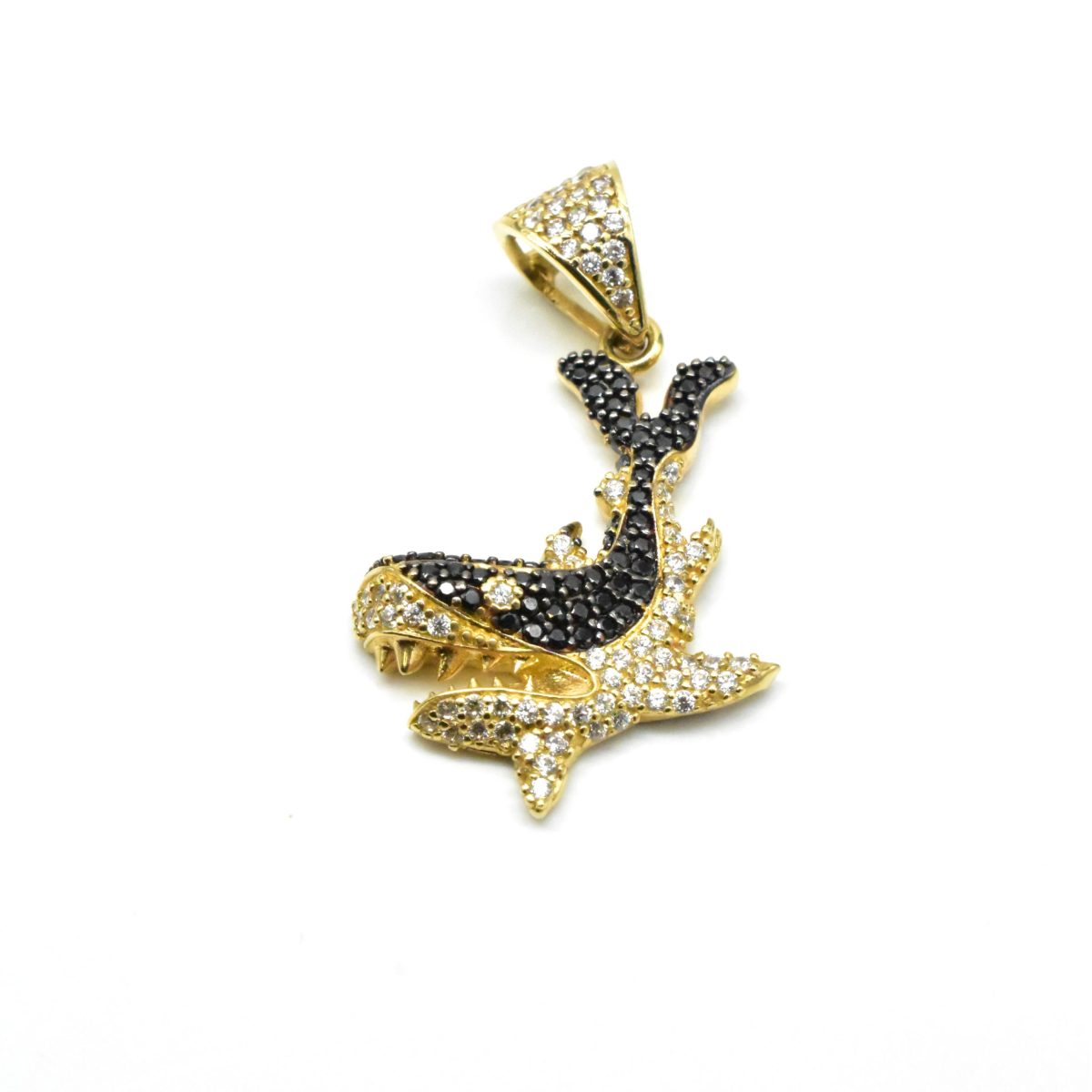 златна висулка акула 14K с черни цирконии Avangard Gold