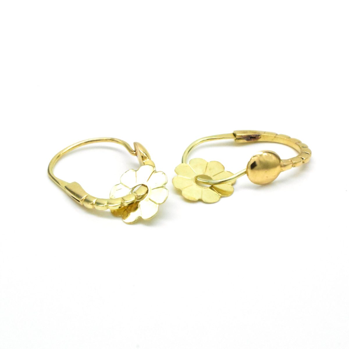 златни обеци халки с цвете 14K Avangard Gold