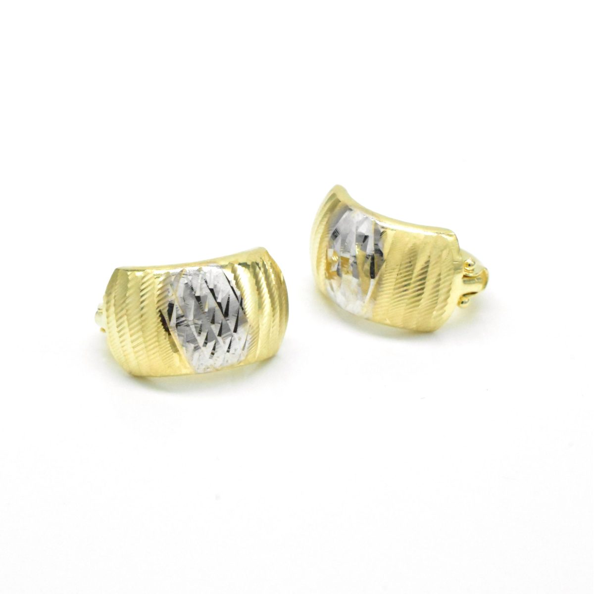 двуцветни златни обеци жълто и бяло злато 14K Avangard Gold