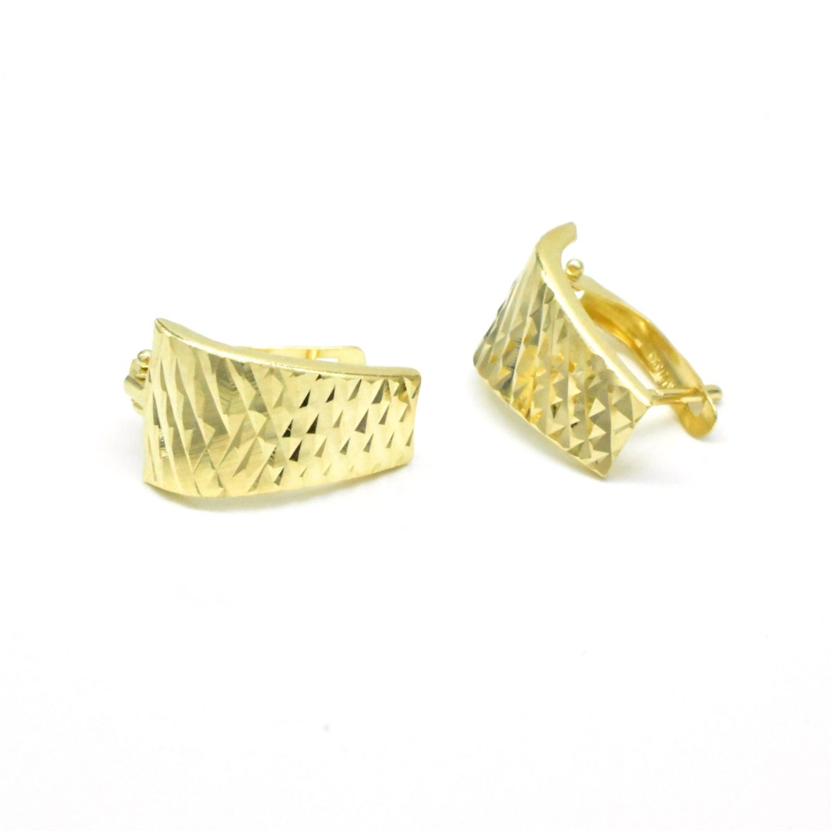 дамски златни обеци 14K фасетиран релеф