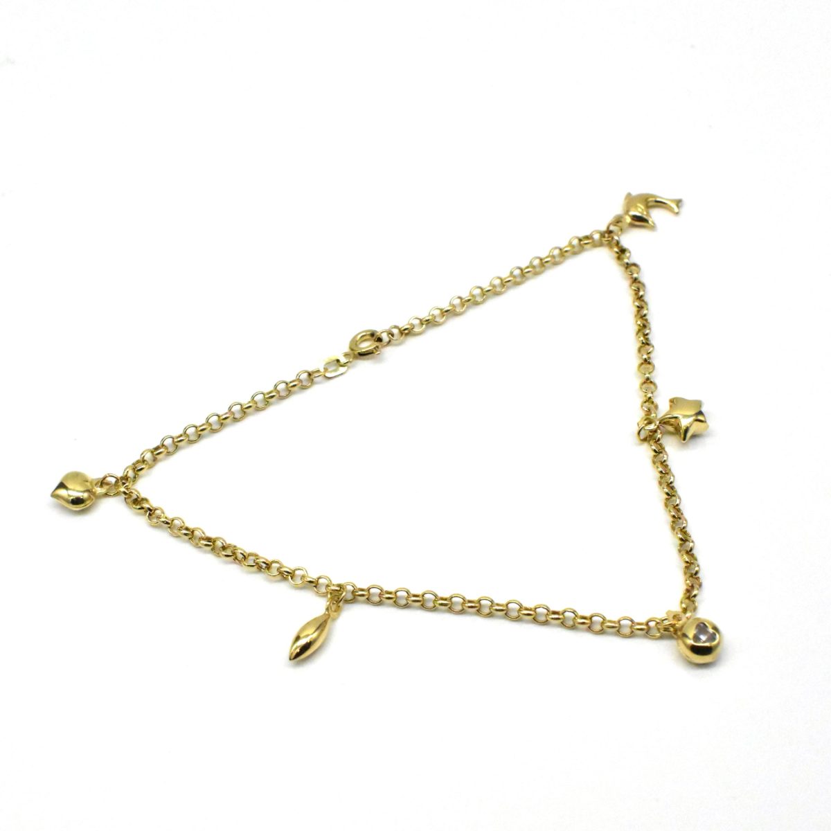 Златна гривна за крак с висулки 14K