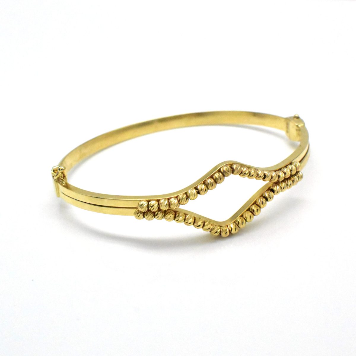златна твърда гривна с вълнообразен дизайн 14K Avangard Gold