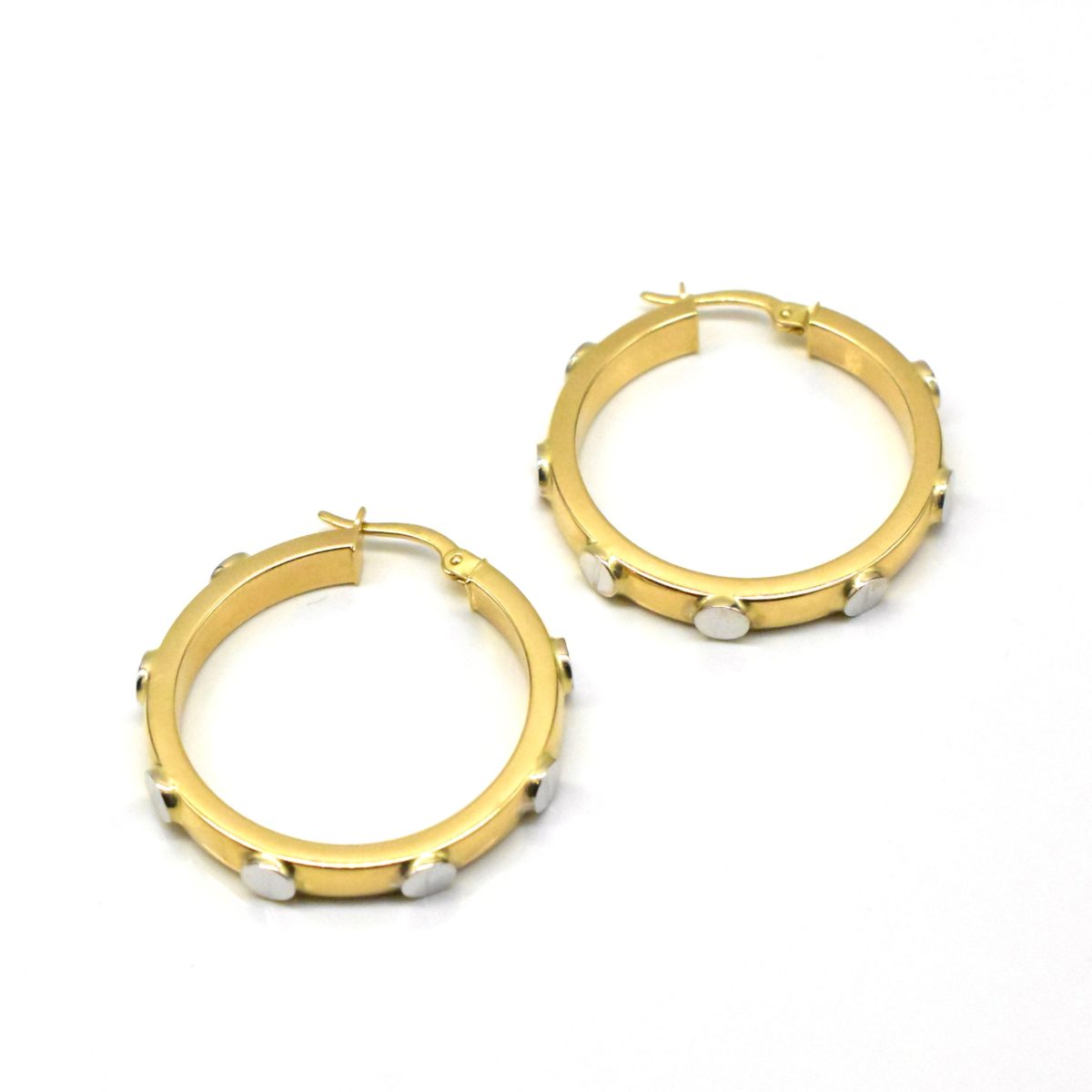 златни обеци халки релефни елементи 14K Avangard Gold