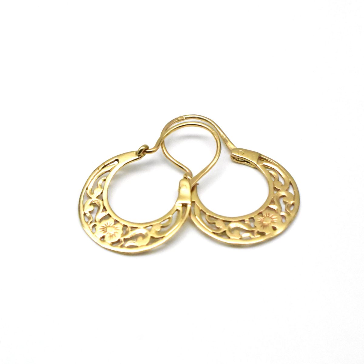 ажурни златни обеци халки 14k