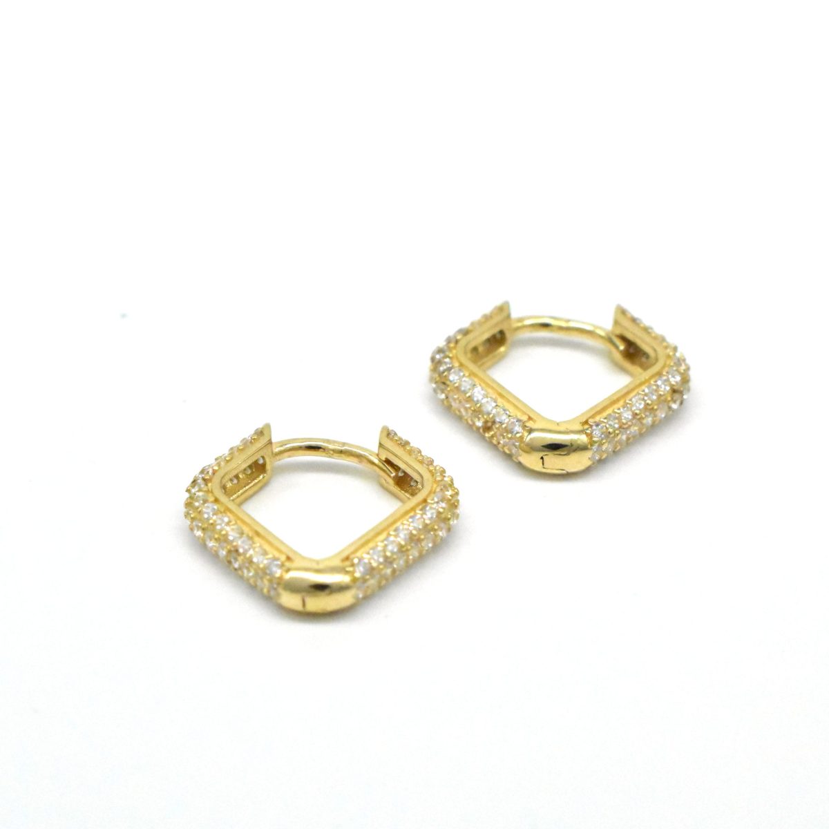 златни обеци квадратни с цирконий 14K Avangard Gold