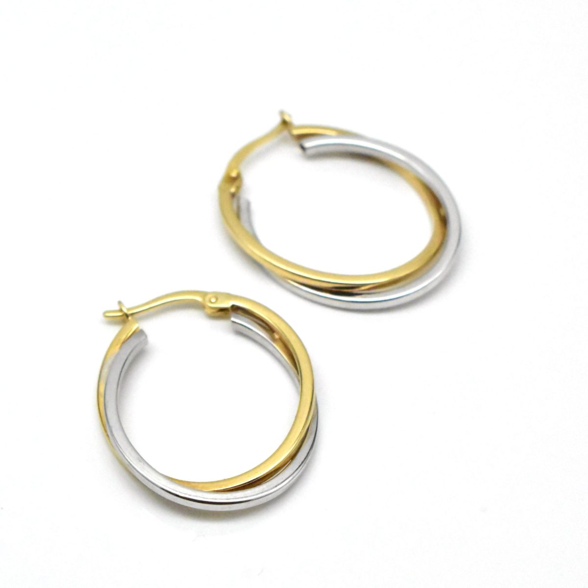 златни обеци халки двуцветни 14K 585 Avangard Gold