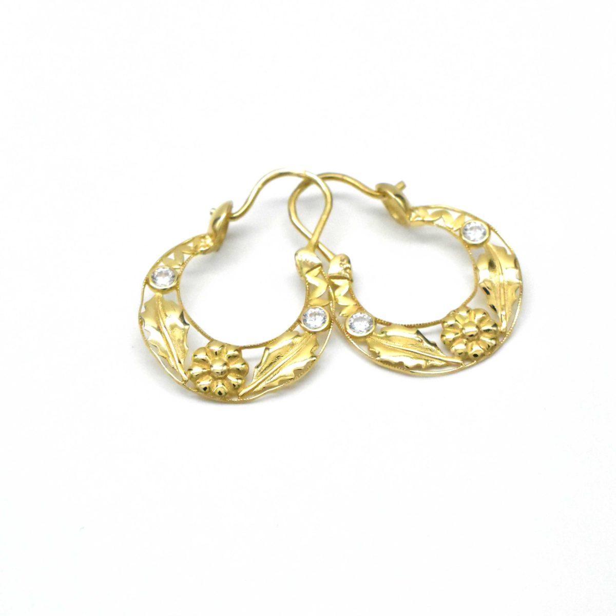 златни обеци халки с цирконий 14K 585 Avangard Gold