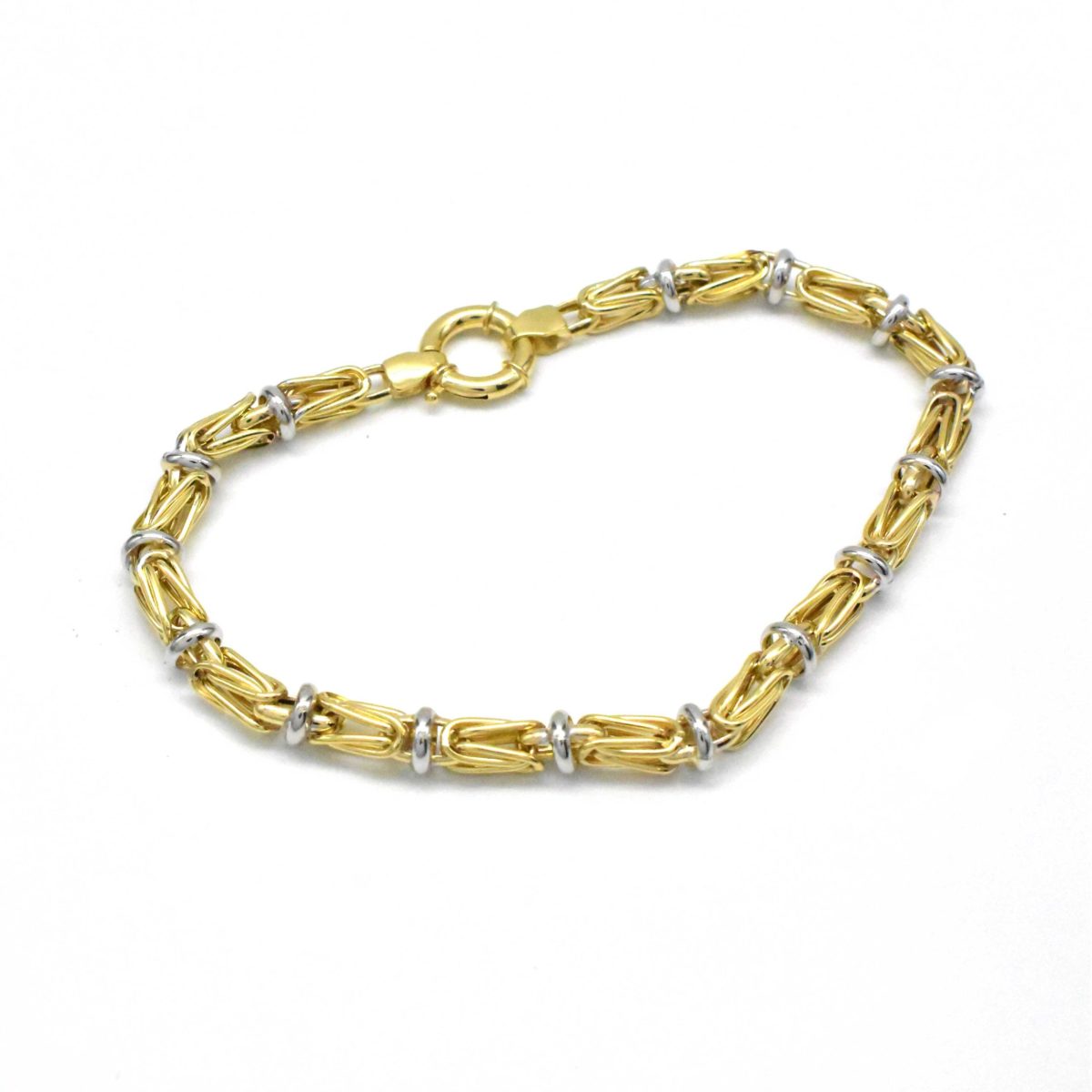 Мъжка двуцветна златна гривна Byzantine 14K