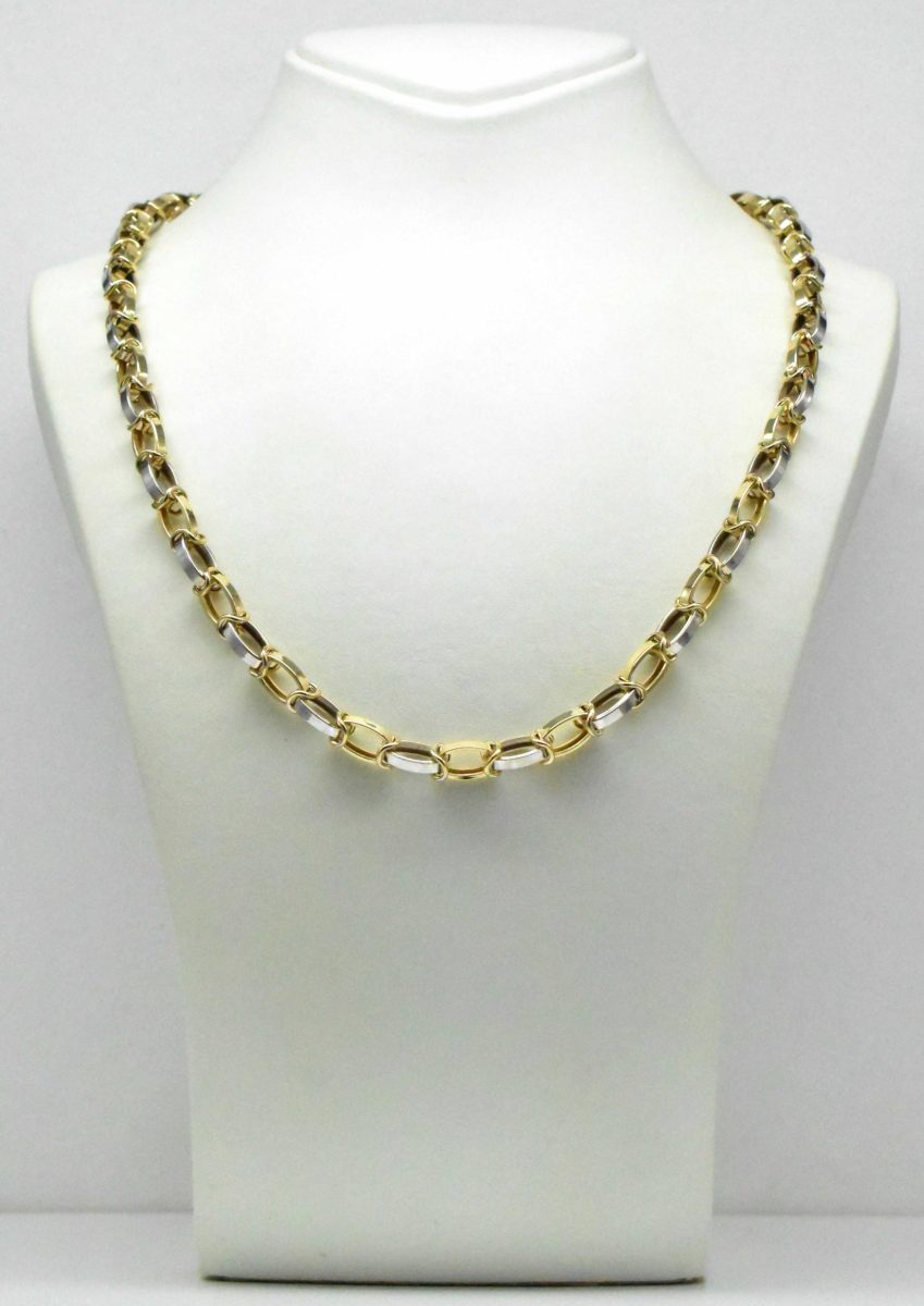 Мъжки двуцветен златен ланец 14K – 60см
