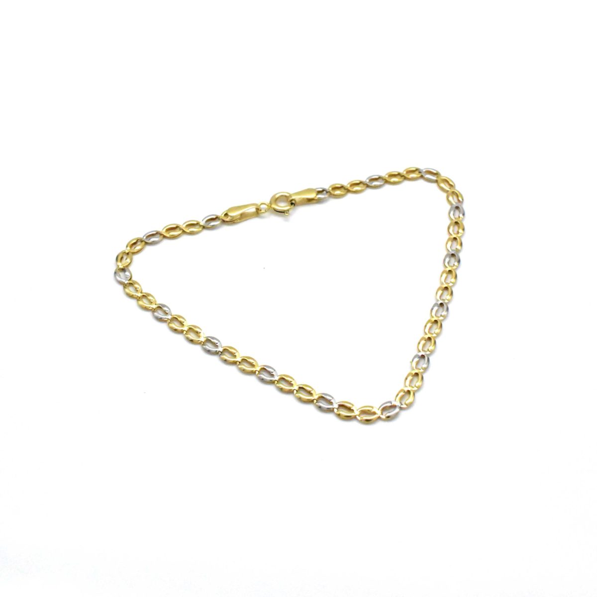 Дамска златна гривна с двуцветни елементи 14K