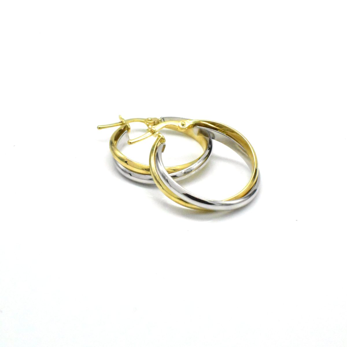 златни обеци халки двуцветни фини 14K 585 Avangard Gold