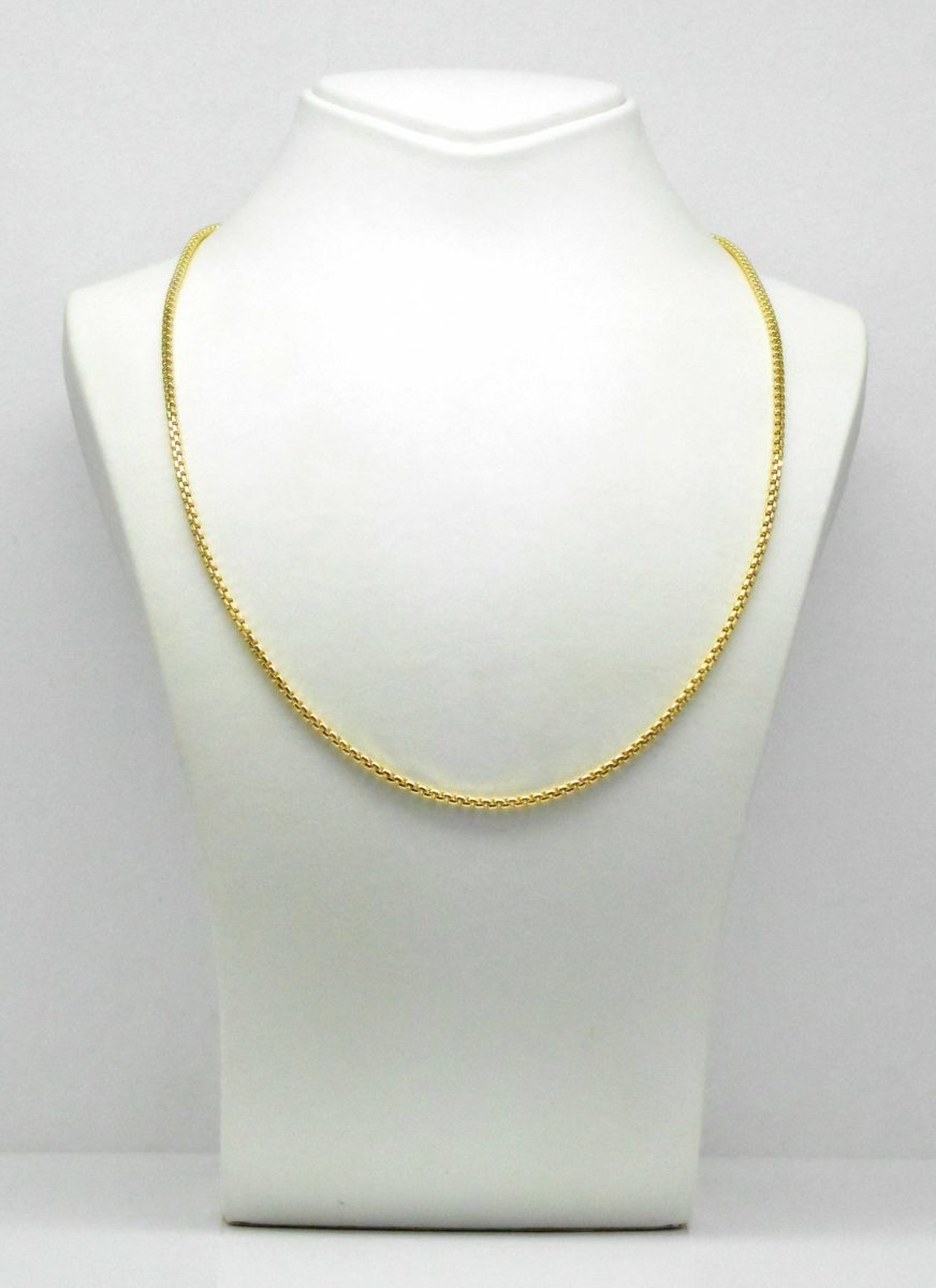 Златен мъжки ланец Box Chain 14K отблизо