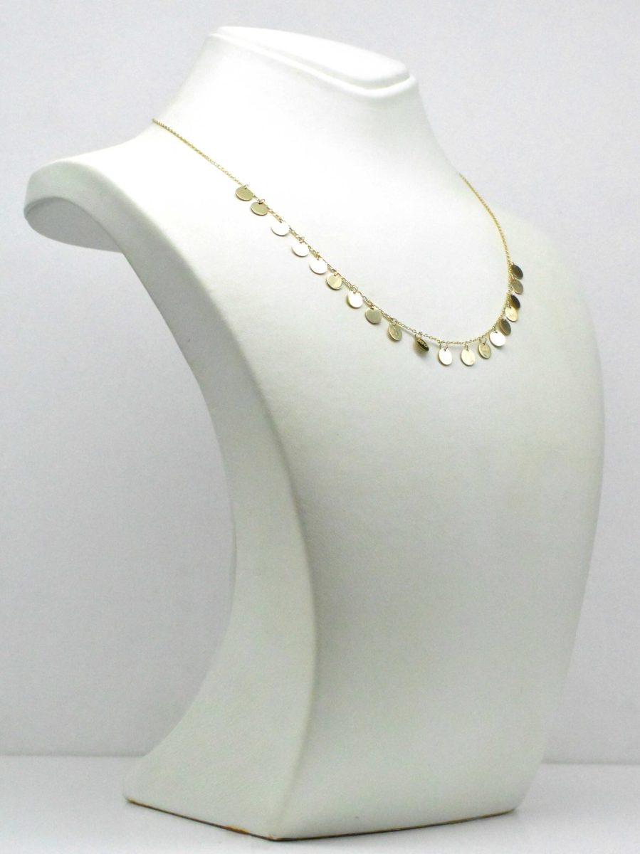 Дамско златно колие с кръгли висулки 14K
