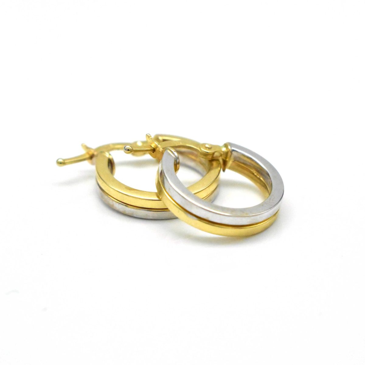 Златни обеци two-tone 14К – 2.16гр