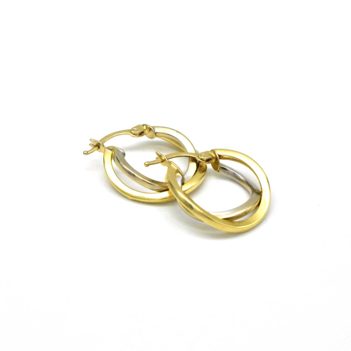 Двуцветни дамски златни обеци 585 – Avangard Gold