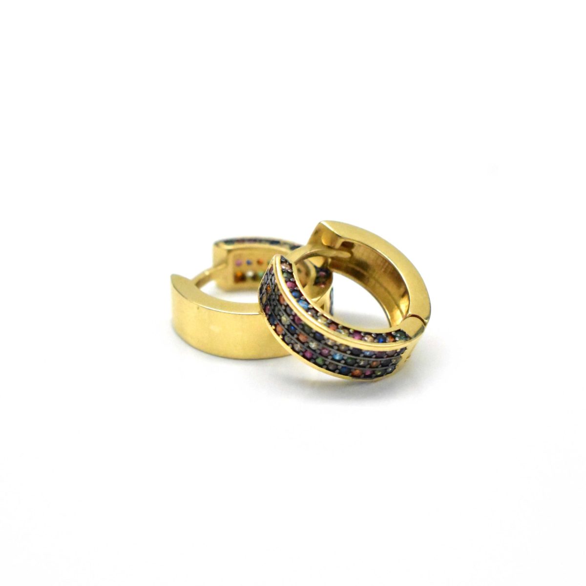 Дамски златни халки 585 с цветни камъни – Avangard Gold