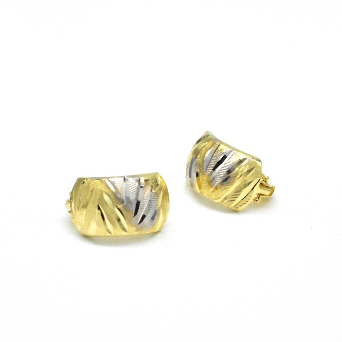 Двуцветни златни обеци с релеф – Avangard Gold