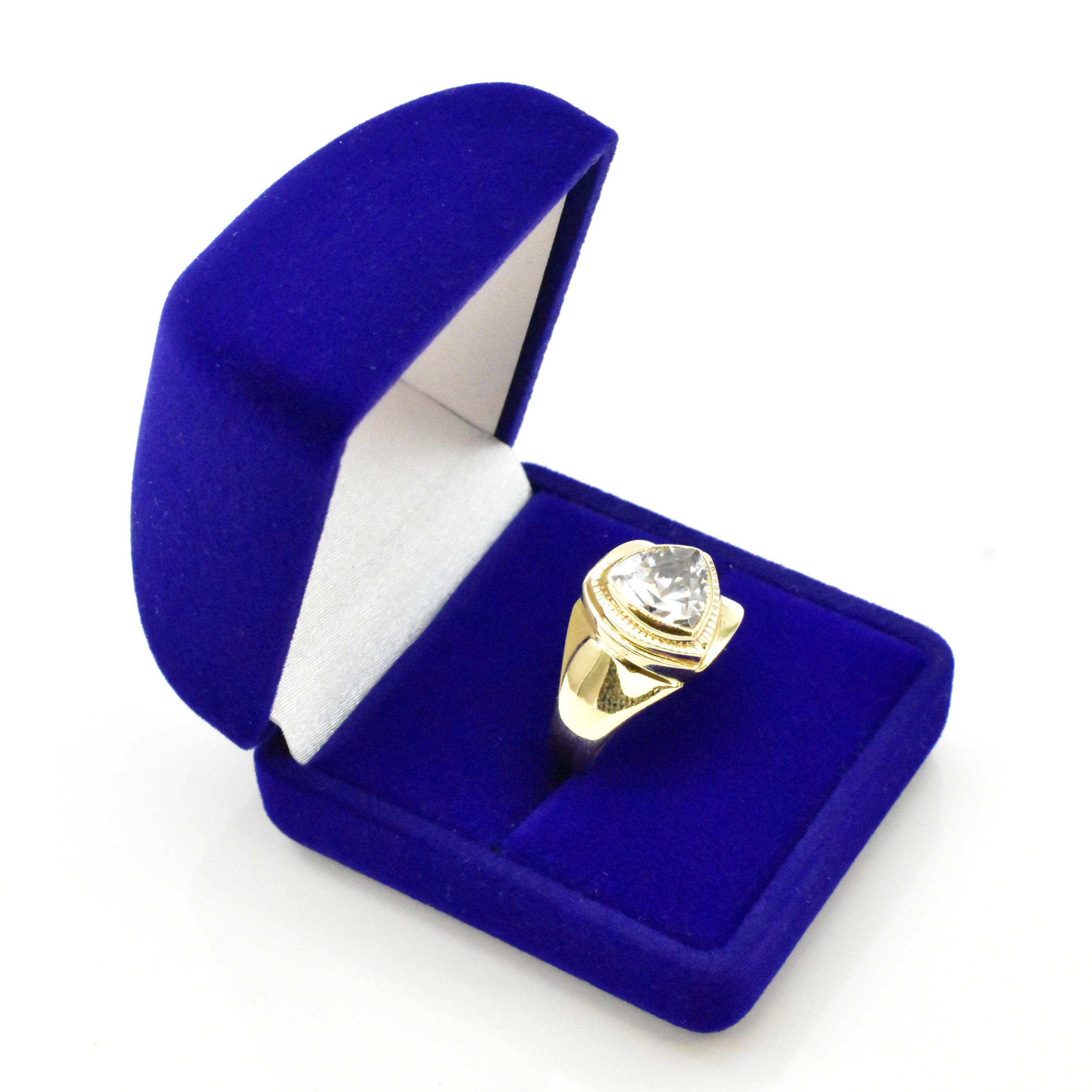 мъжки златен пръстен Crystal Signet 14K