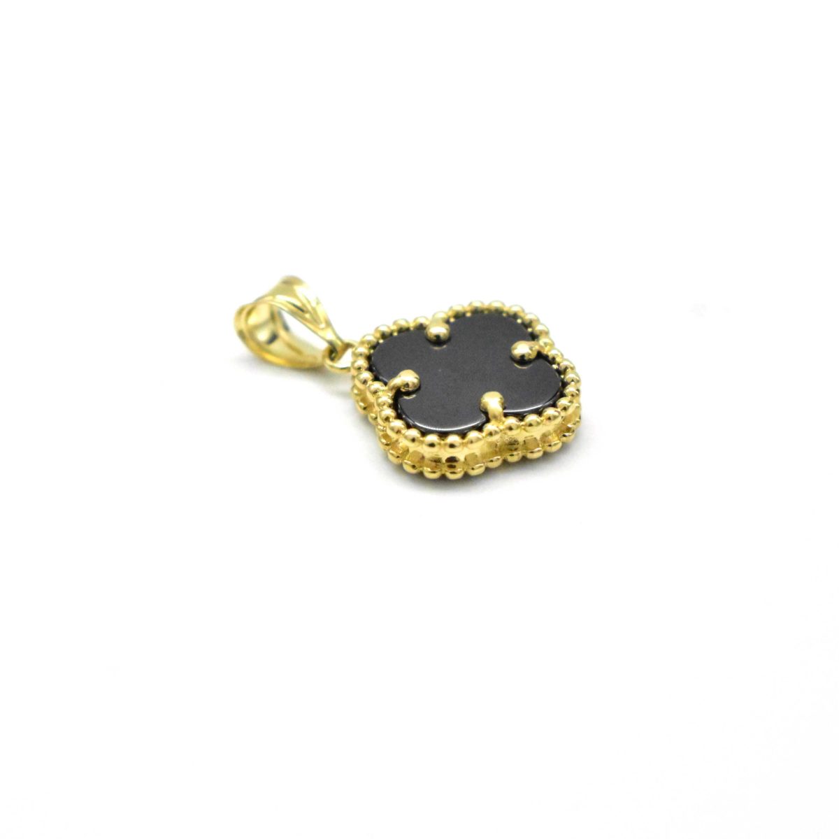 Златна висулка Clover Black 14K от жълто злато