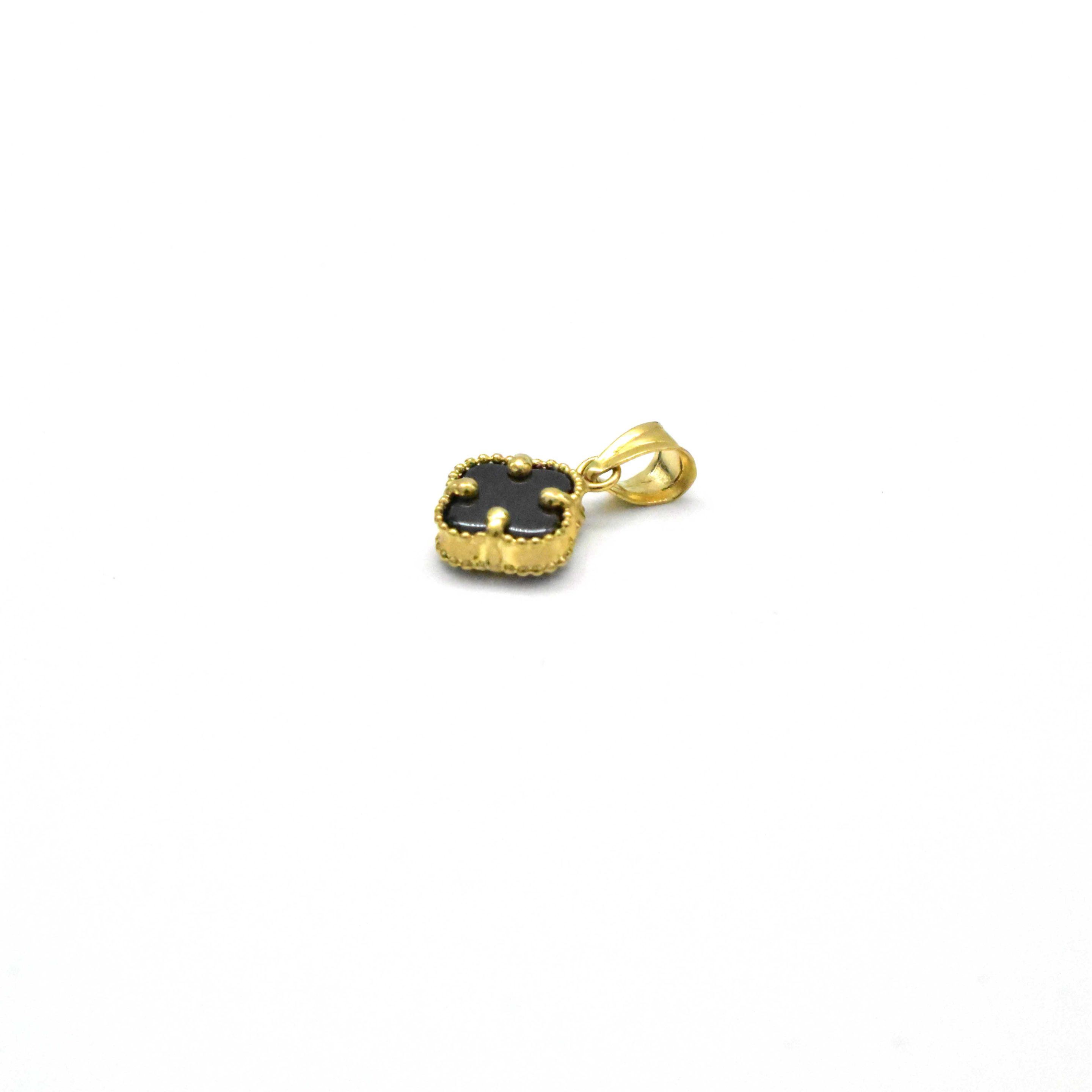 златна висулка clover 14k черен акцент