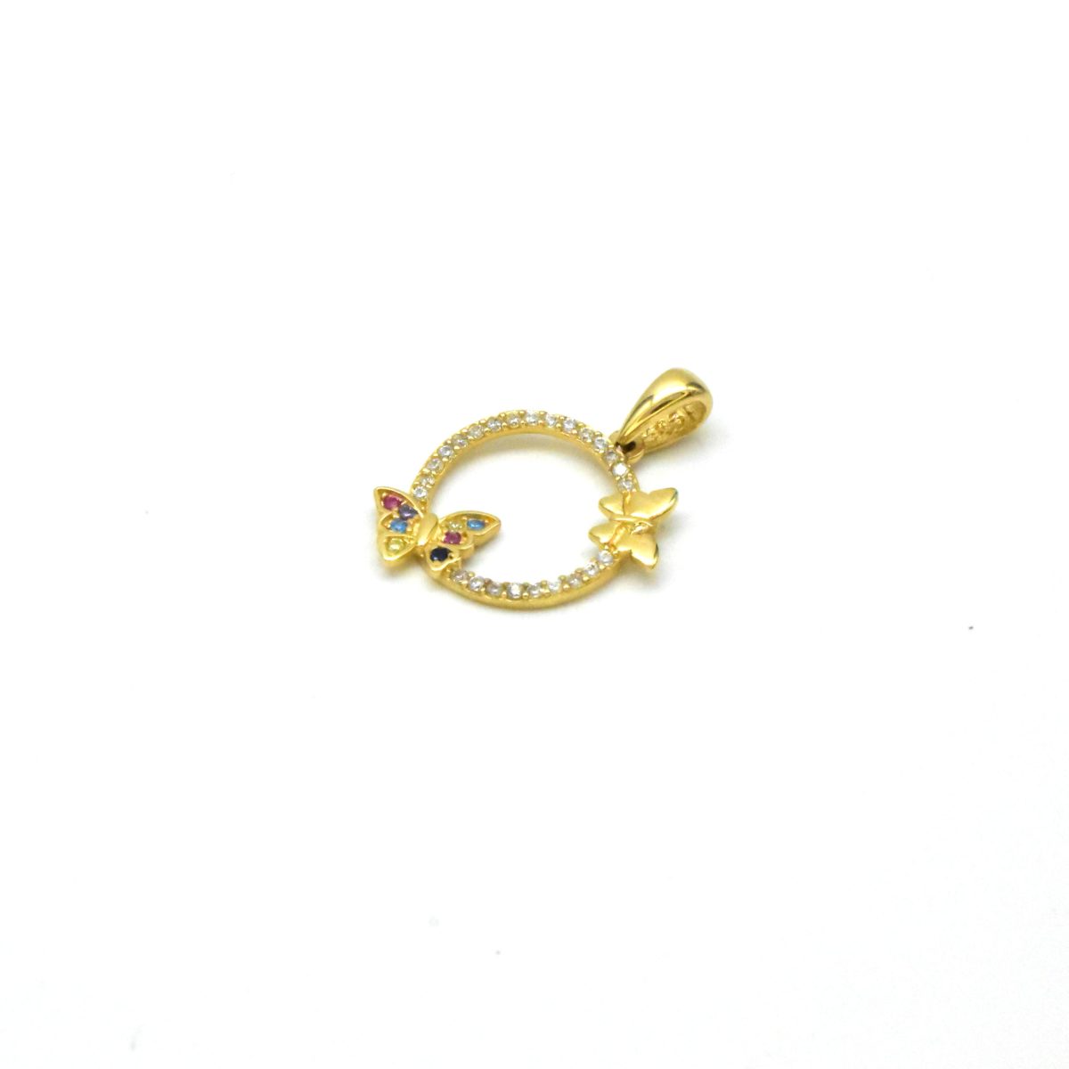 Златна висулка пеперуда 14K с цирконий