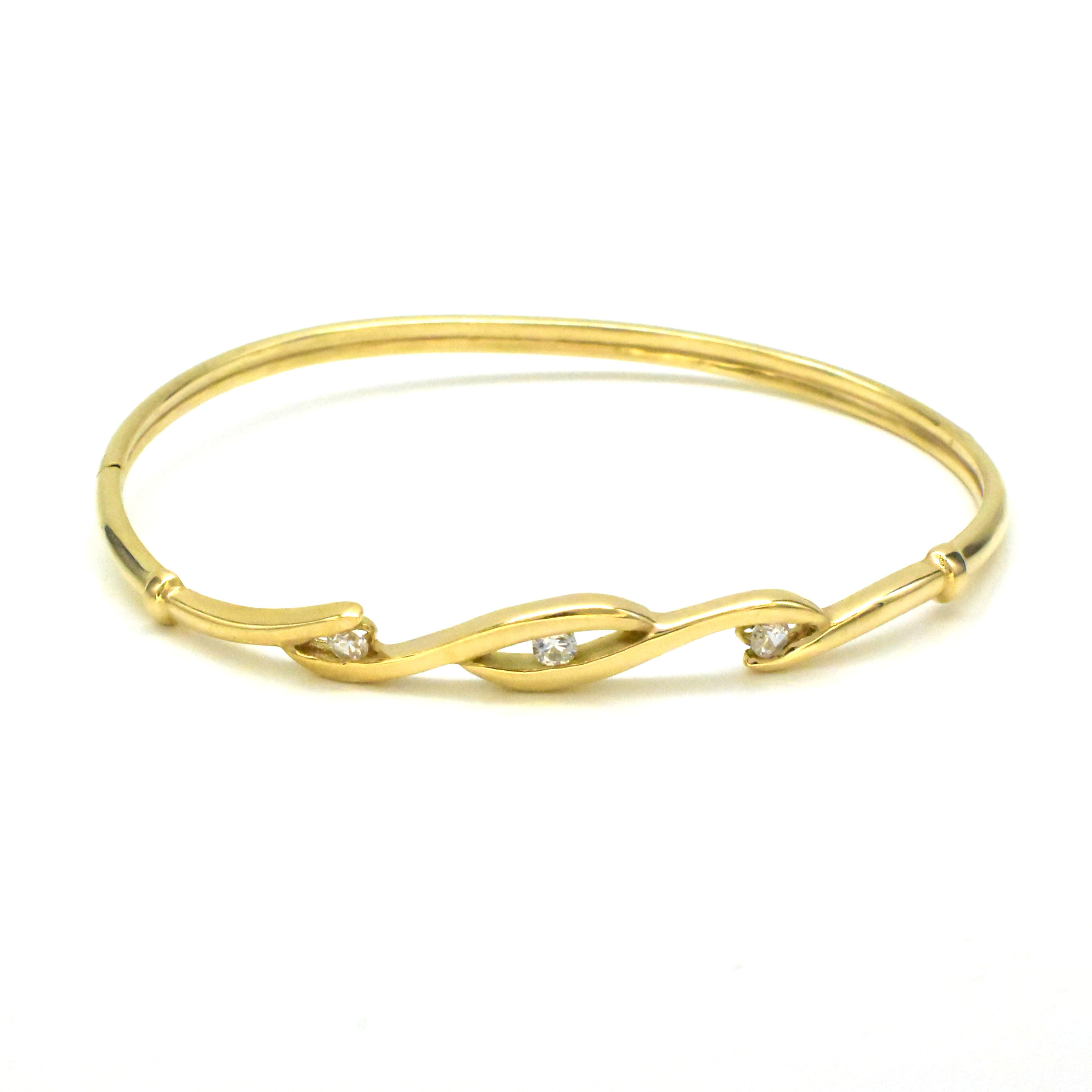 златна гривна с цирконий 14K твърда Avangard Gold
