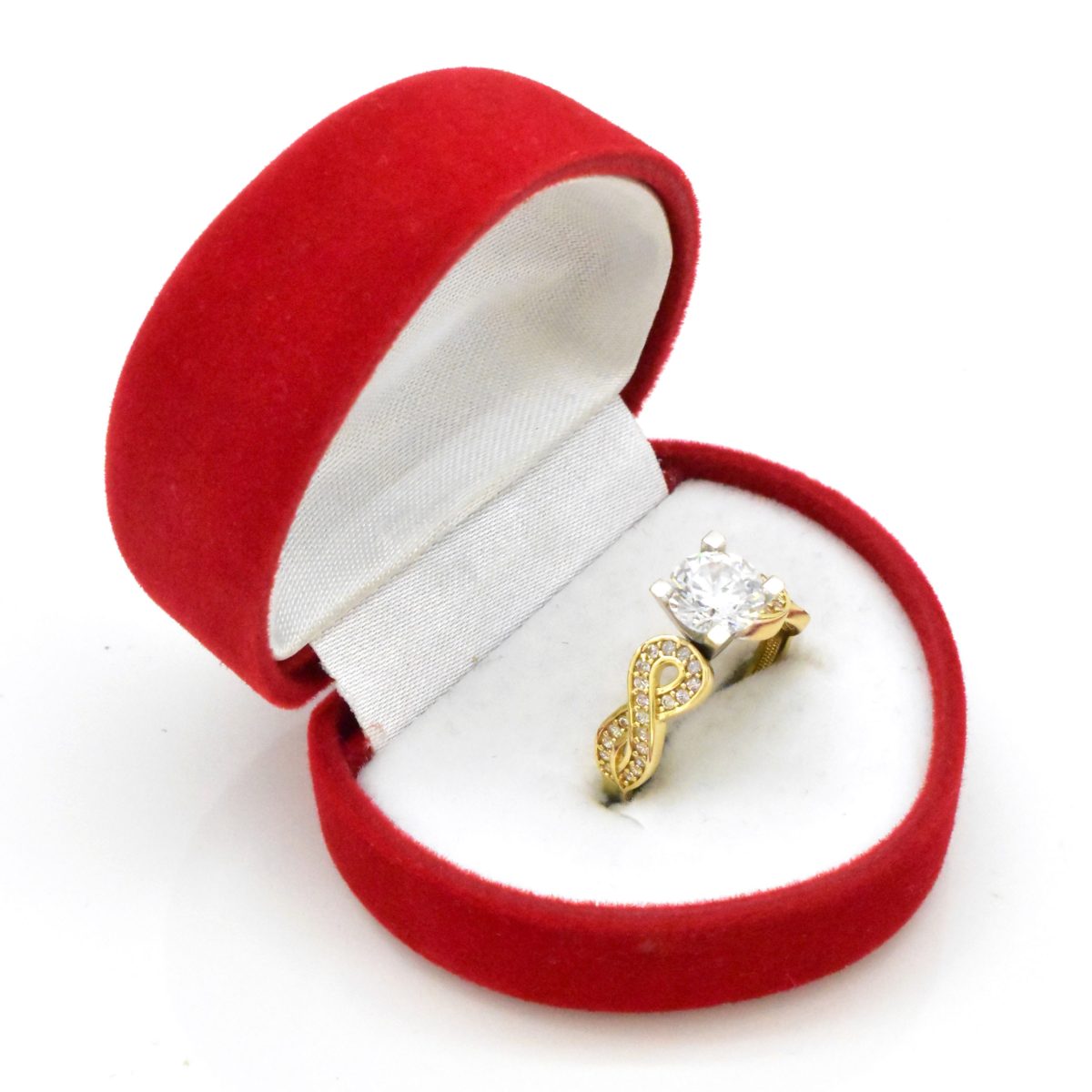 Дамски златен пръстен Infinity 14K с цирконий