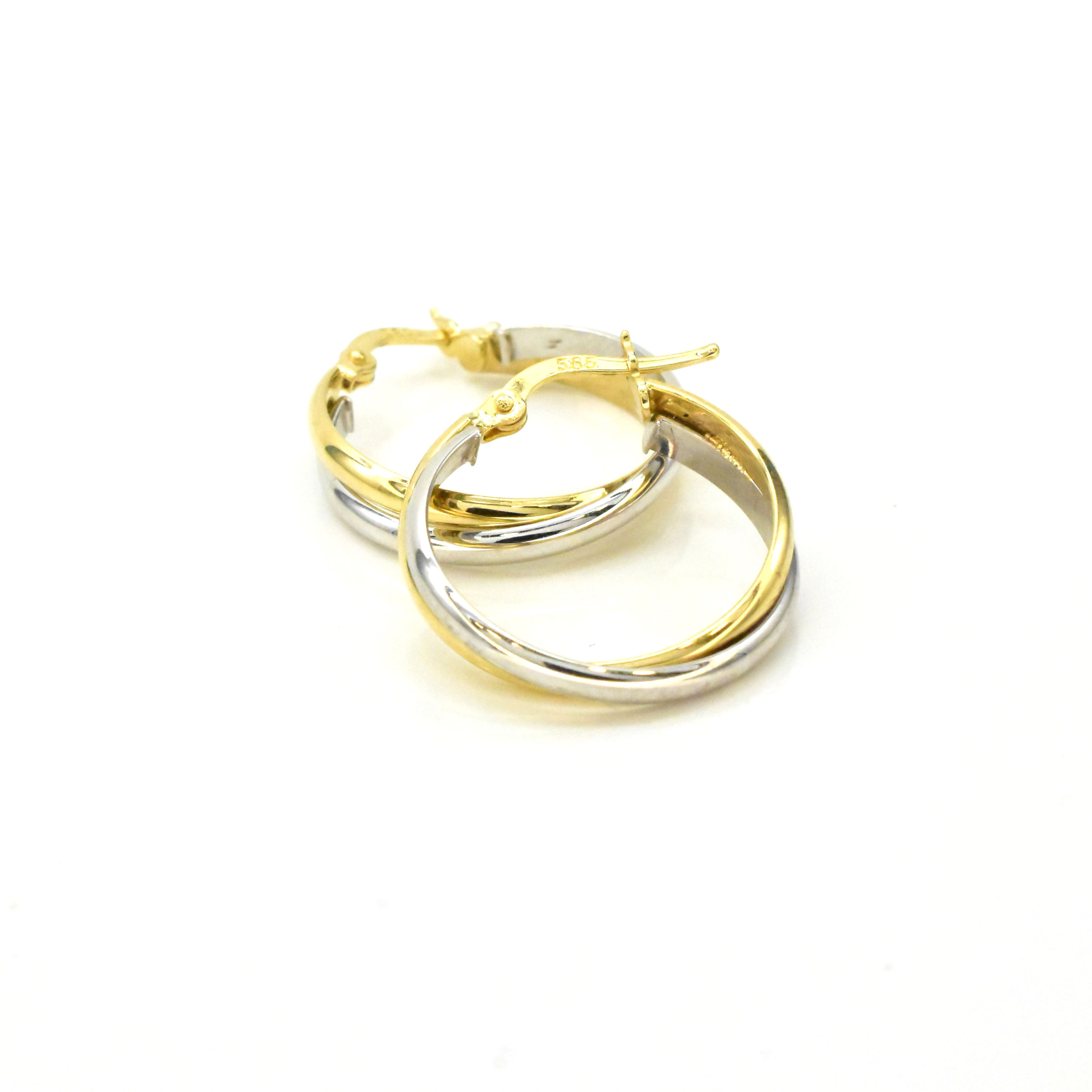 Дамски двуцветни златни халки 585 проба – Avangard Gold