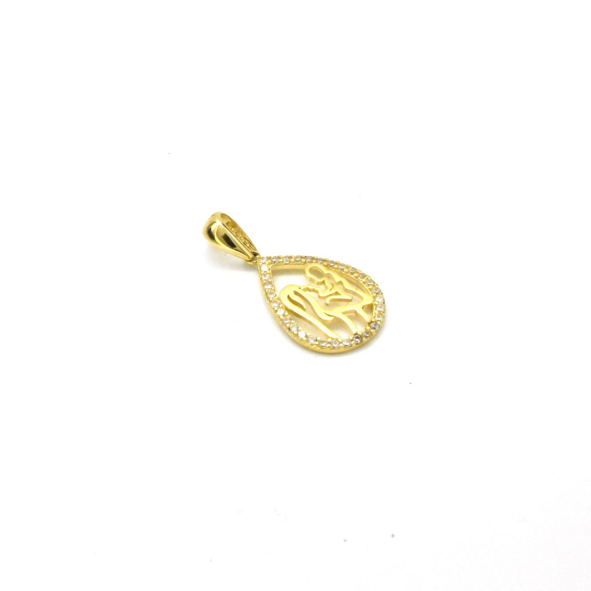 Златна висулка майка и дете с цирконий 14K – 2.0см - Image 2