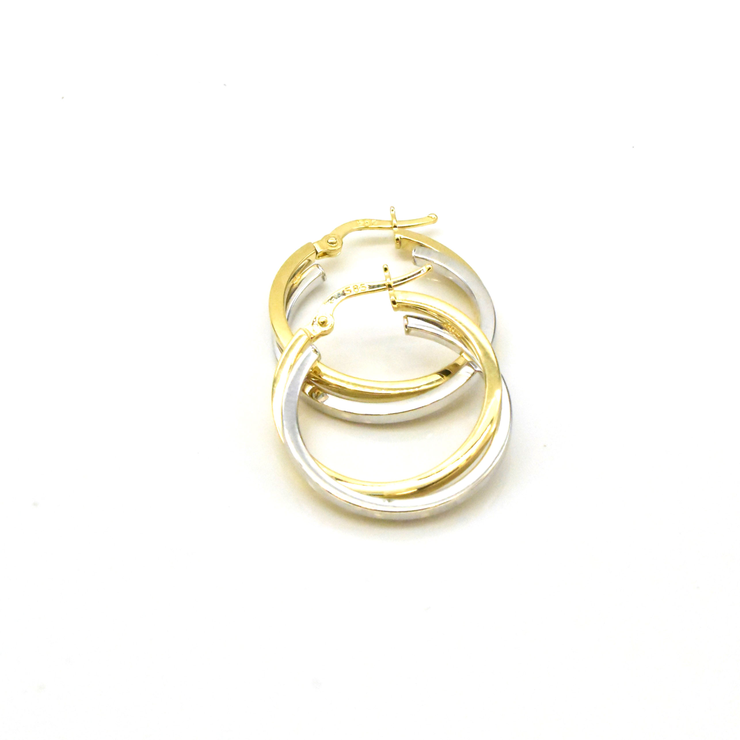 Дамски двуцветни златни халки 585 проба – Avangard Gold
