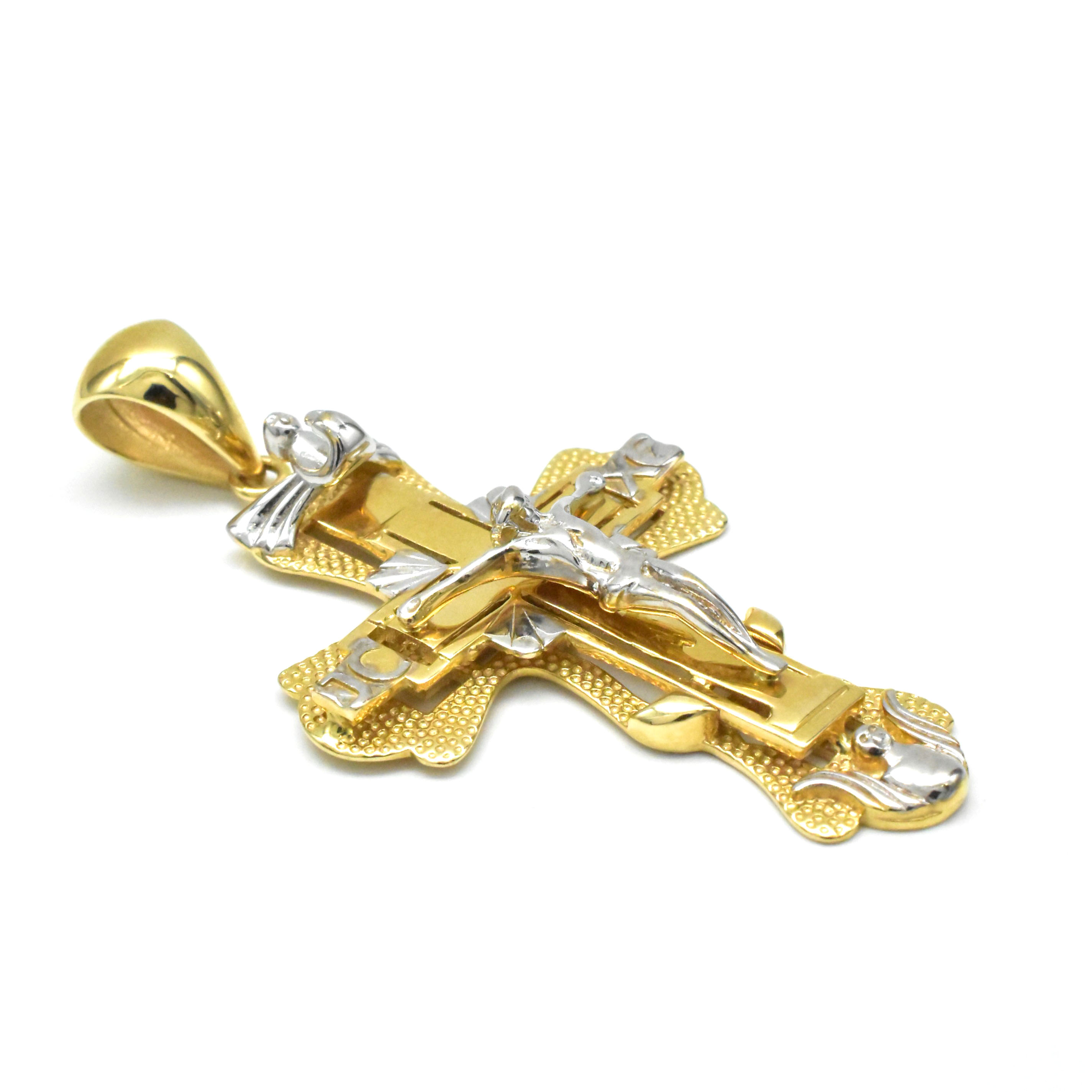 масивен златен кръст 14K 585 с разпятие Avangard Gold