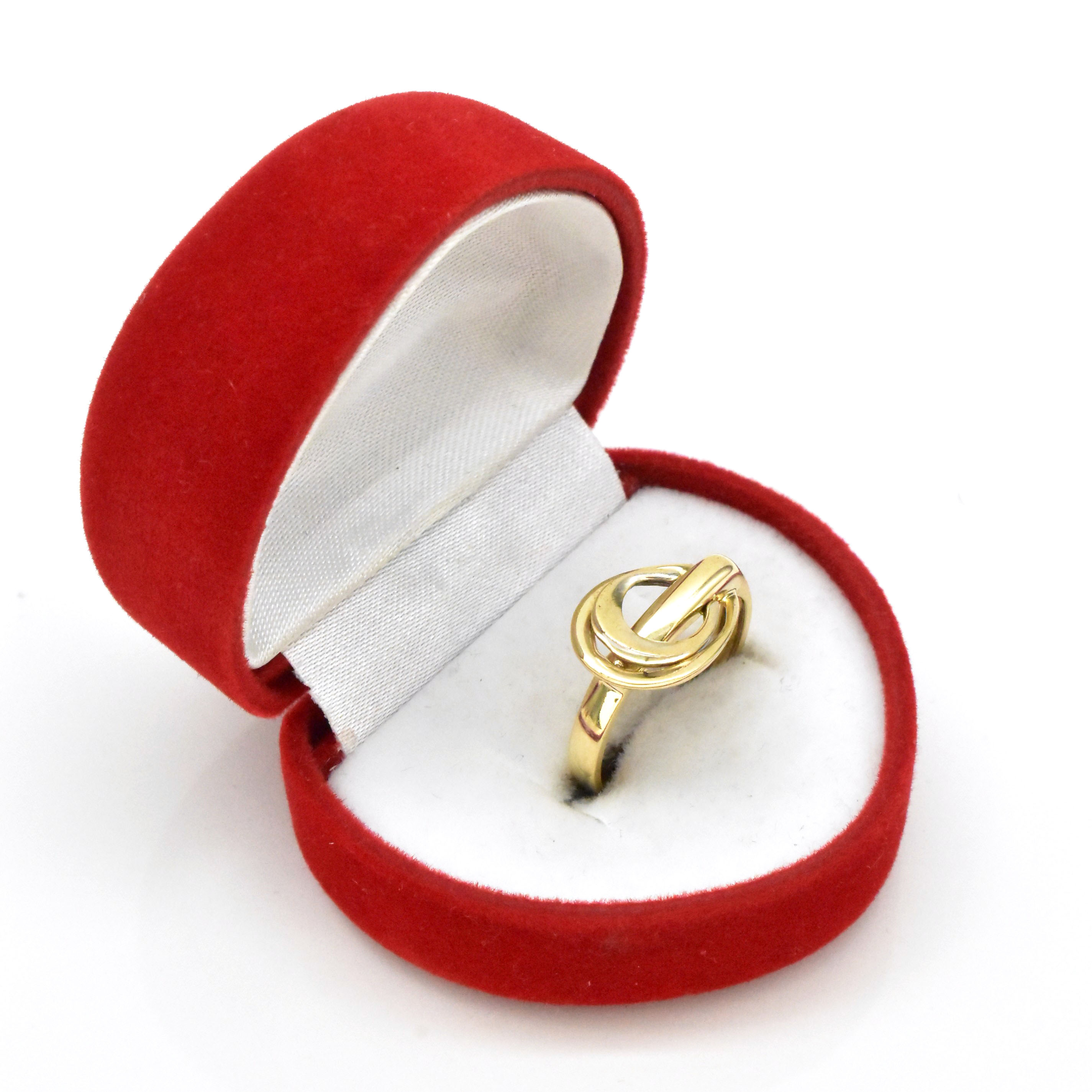 Златен дамски пръстен с преплетени халки 14K
