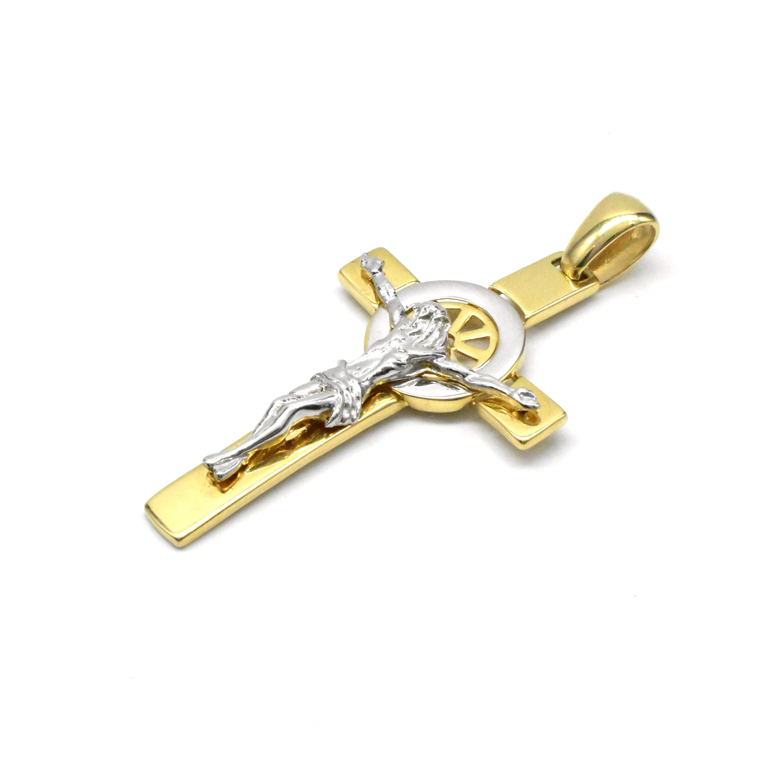 Златна висулка кръст с Исус 14K