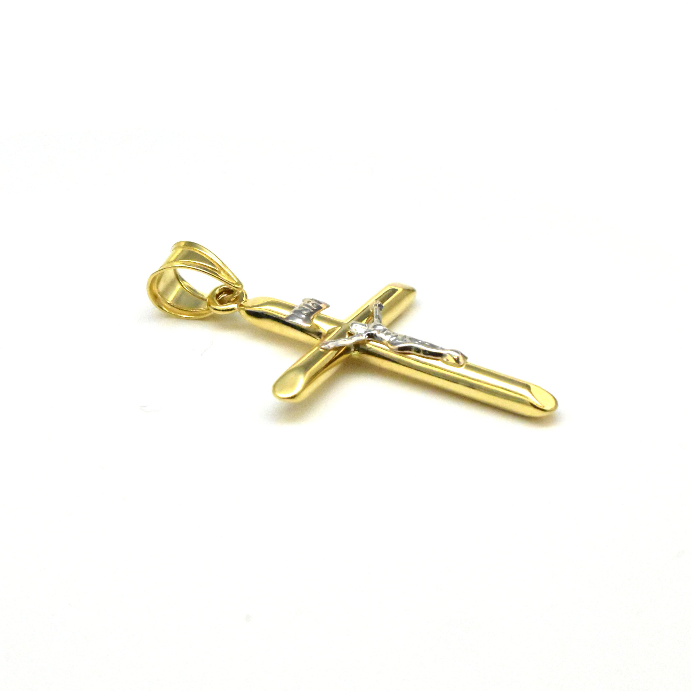 златна висулка кръст с разпятие 14K двуцветен
