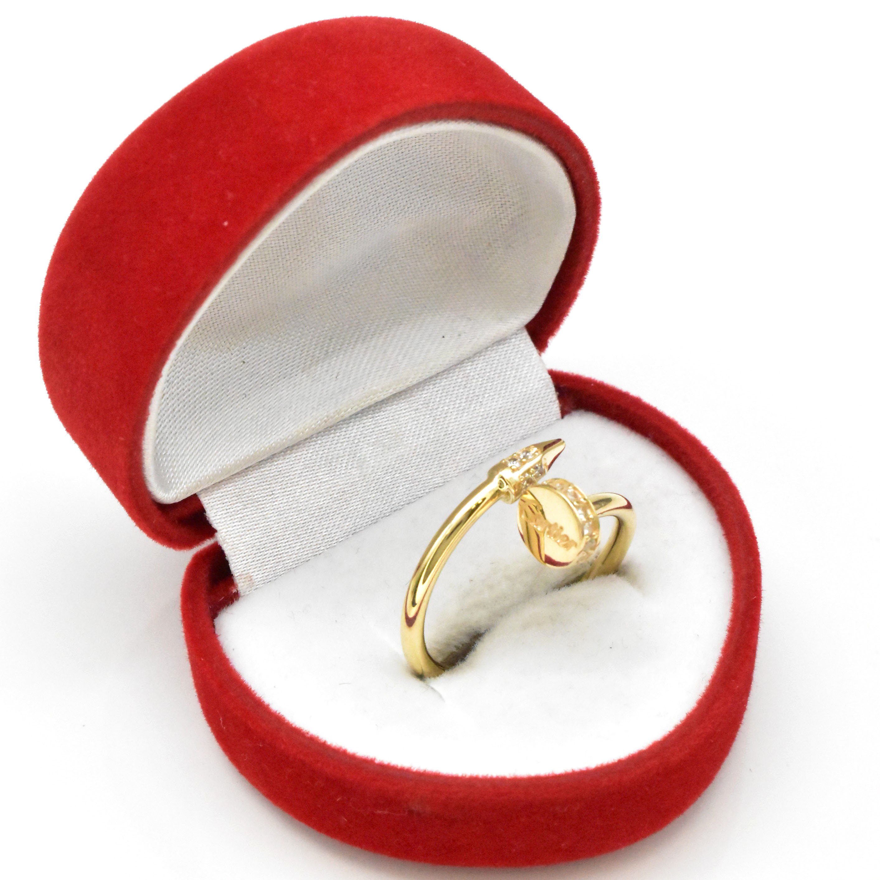 дамски златен пръстен пирон 14K с цирконий размер 57