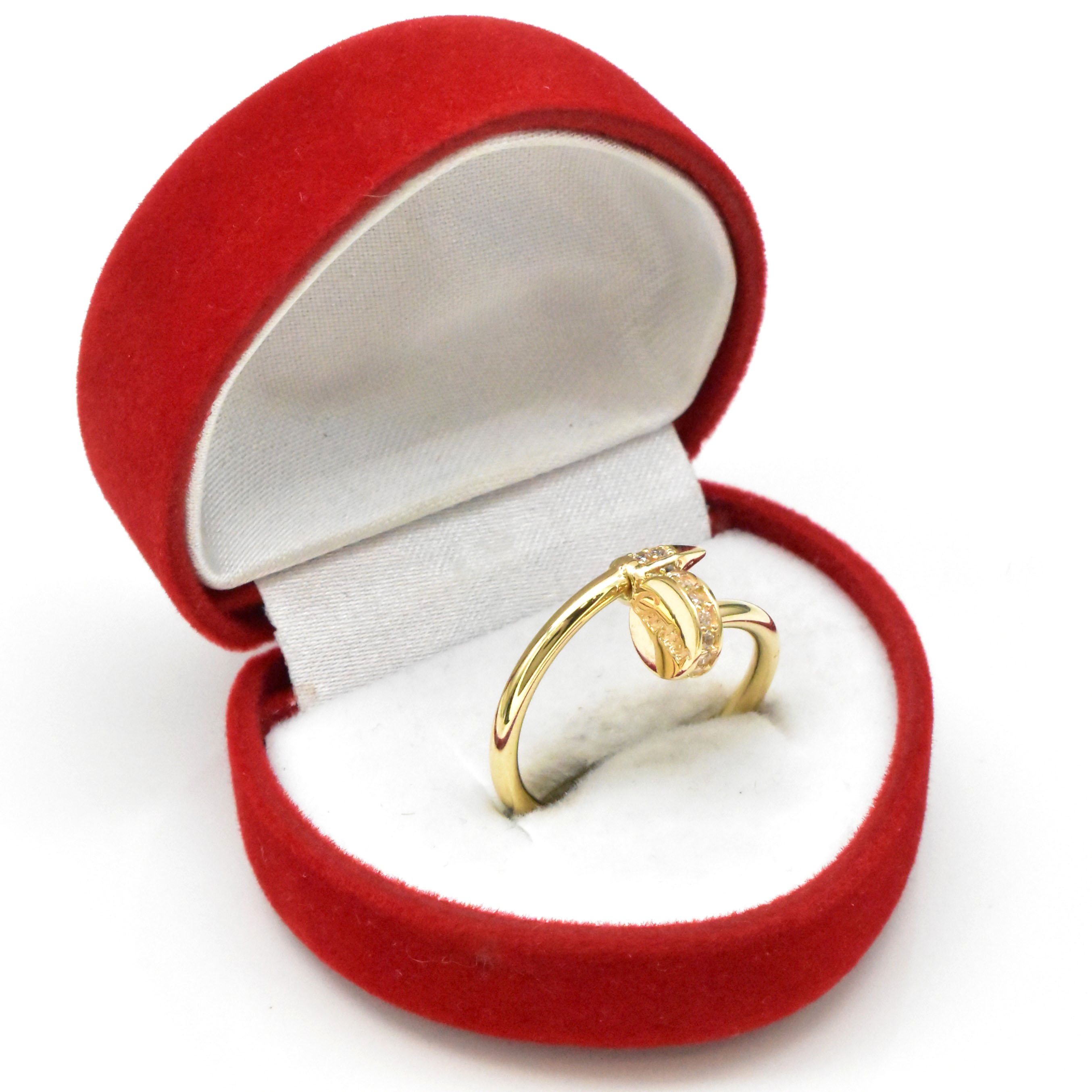дамски златен пръстен пирон 14K с цирконий размер 55