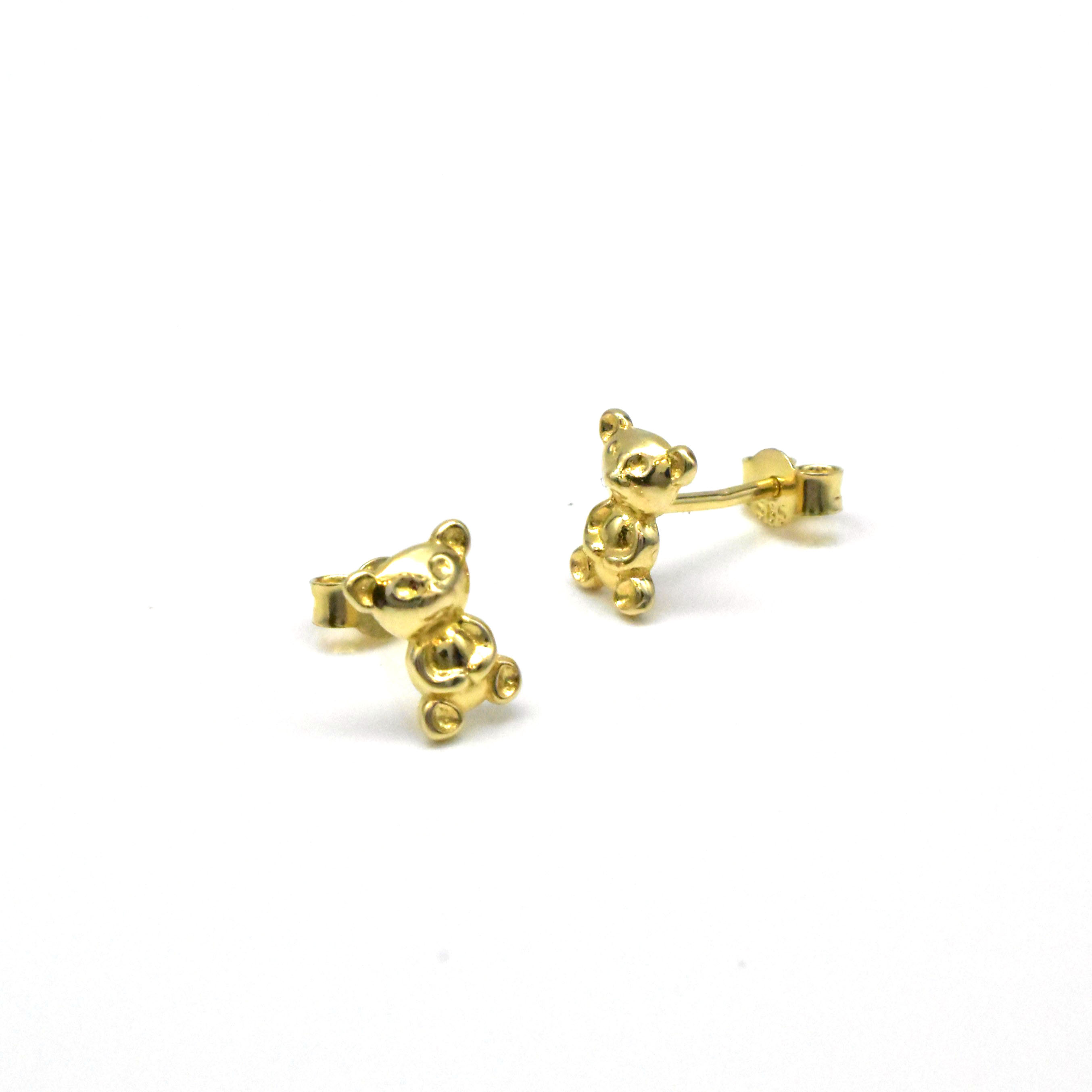 Златни детски обеци с мечета 14К – Avangard Gold
