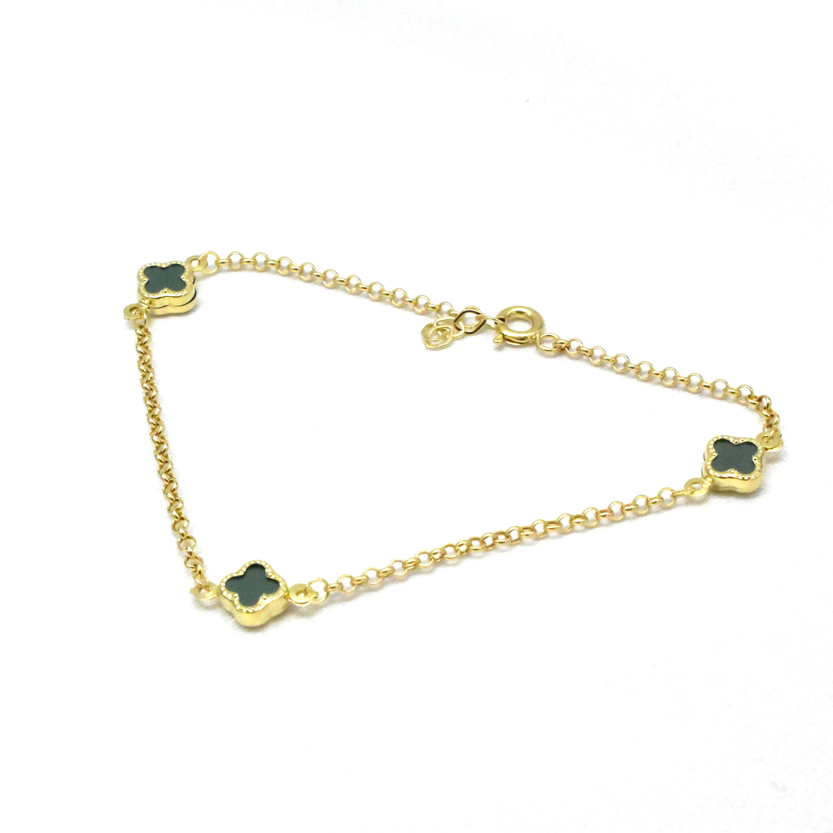 дамска златна гривна Green Clover 14K