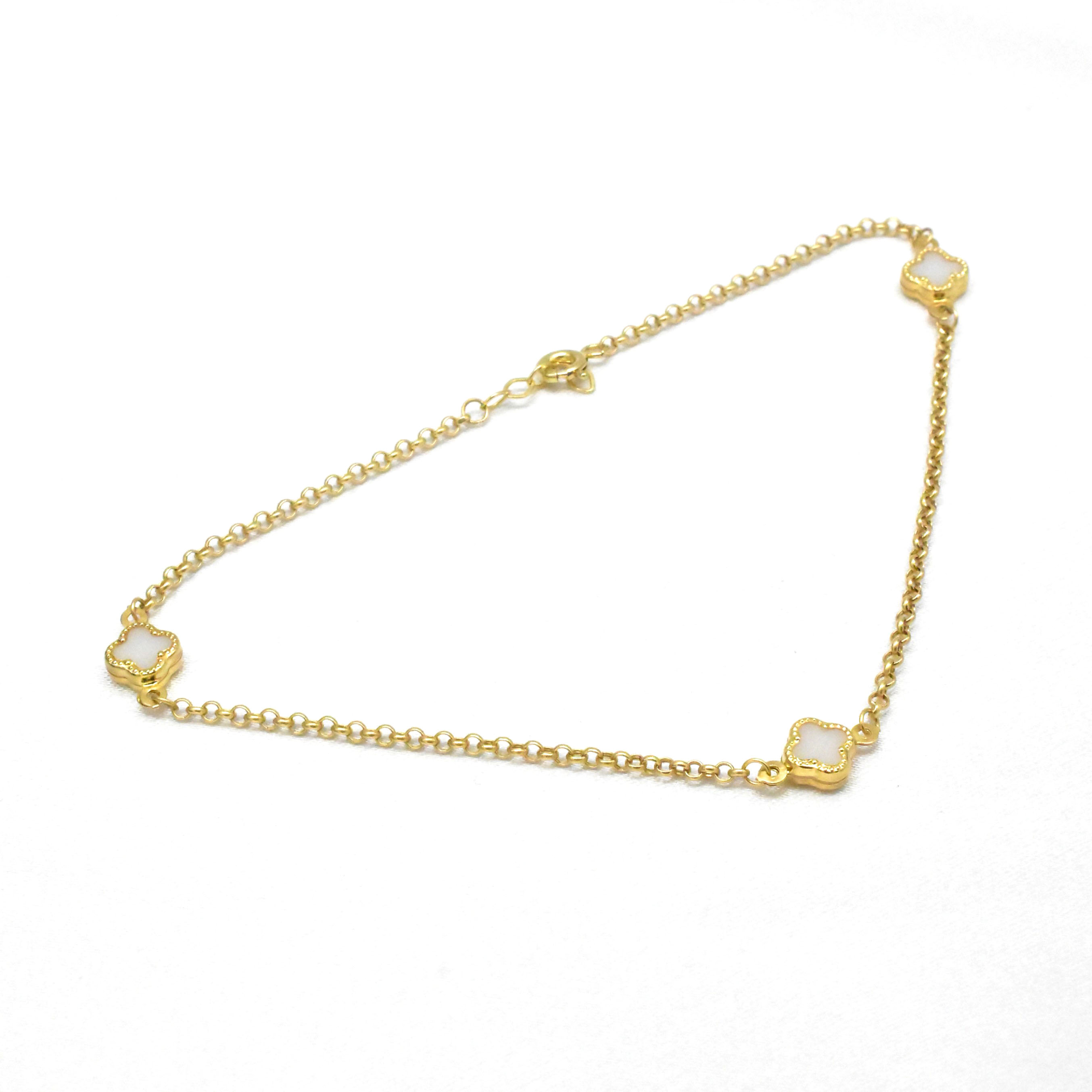 дамска златна гривна White Clover 14K