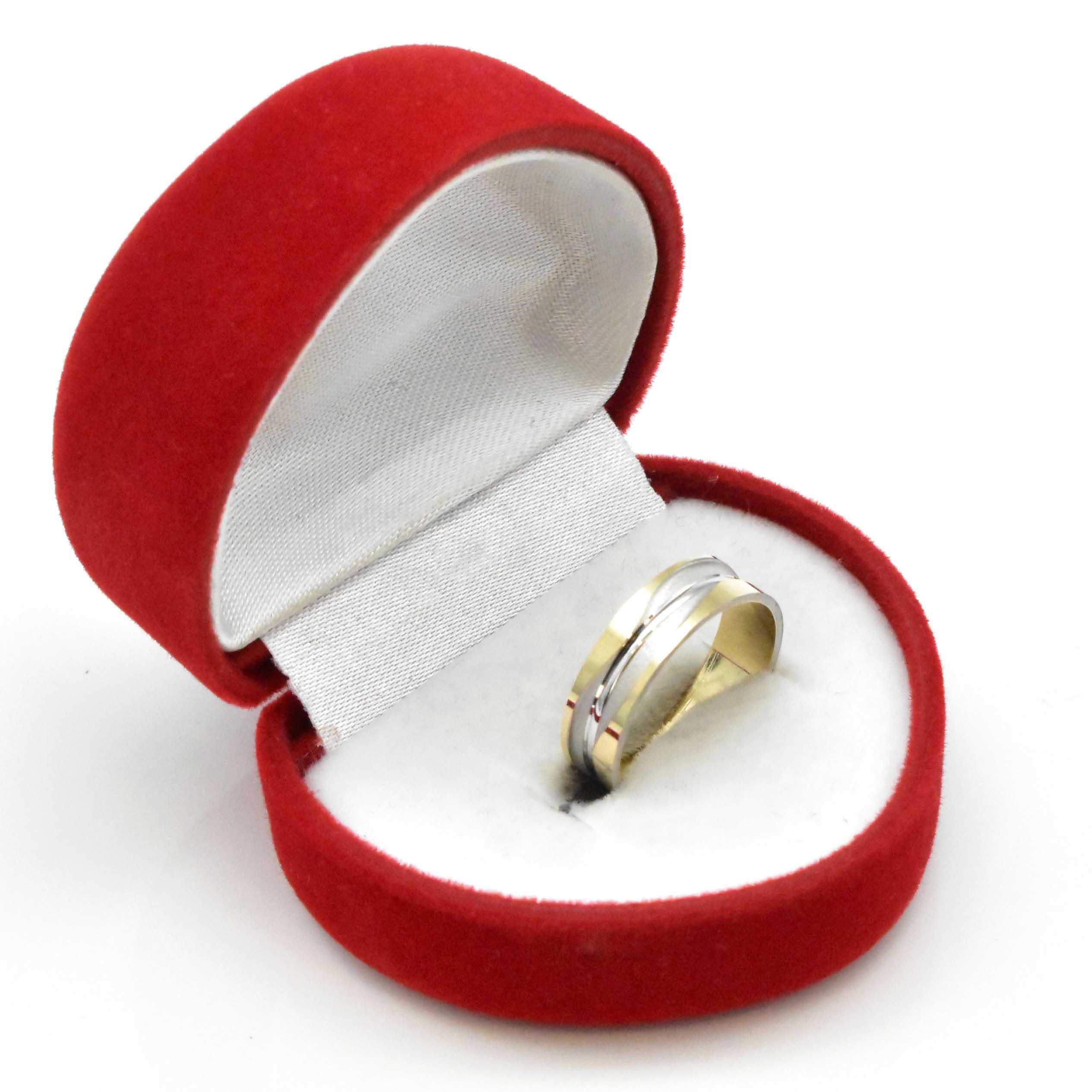 Двуцветна брачна халка от злато 14K