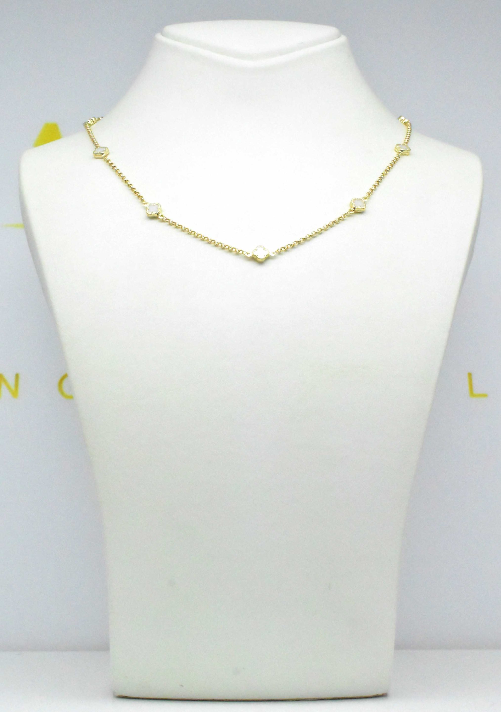 Златно колие Clover White 14K 4.44гр с детелини 5мм