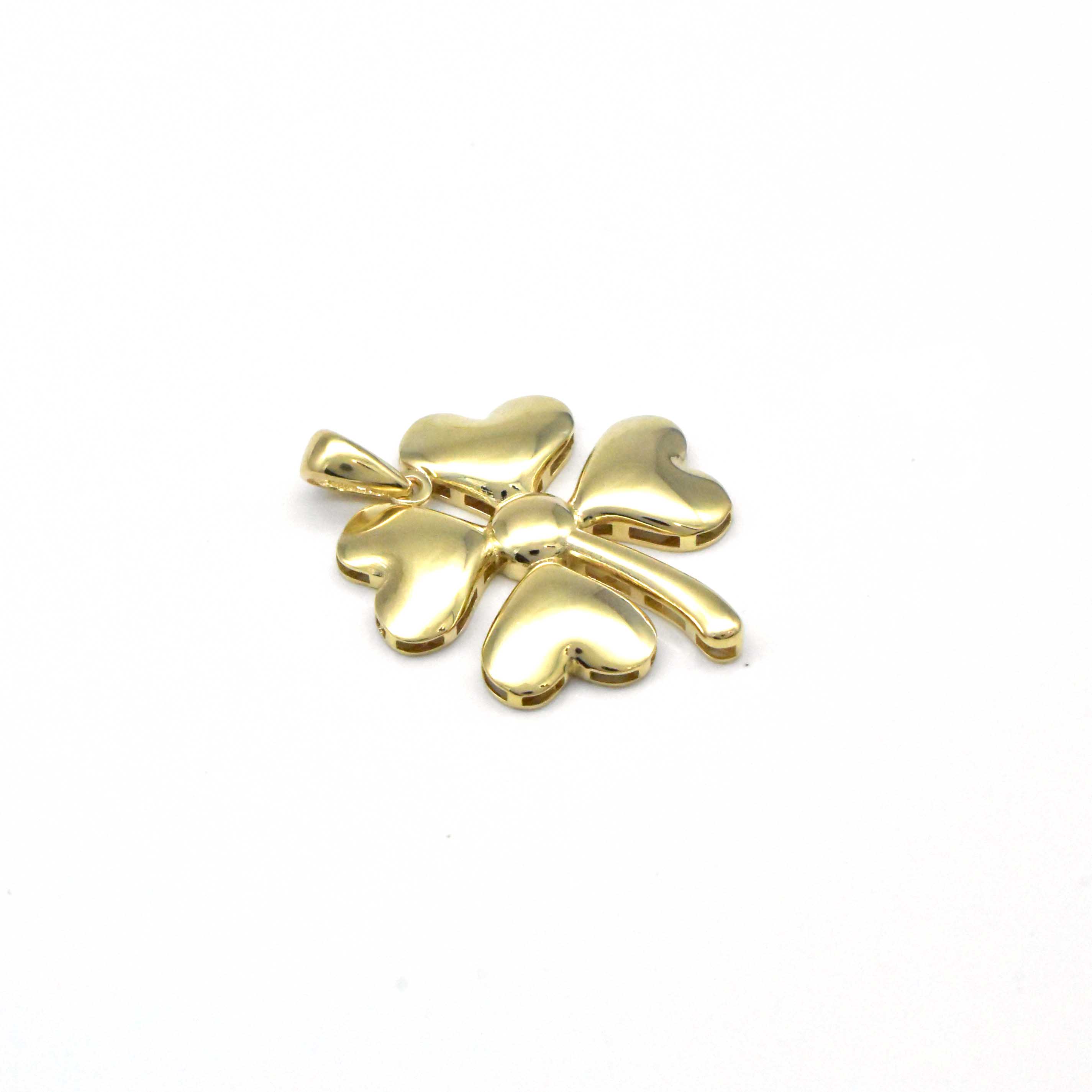 14K gold heart clover charm for necklace