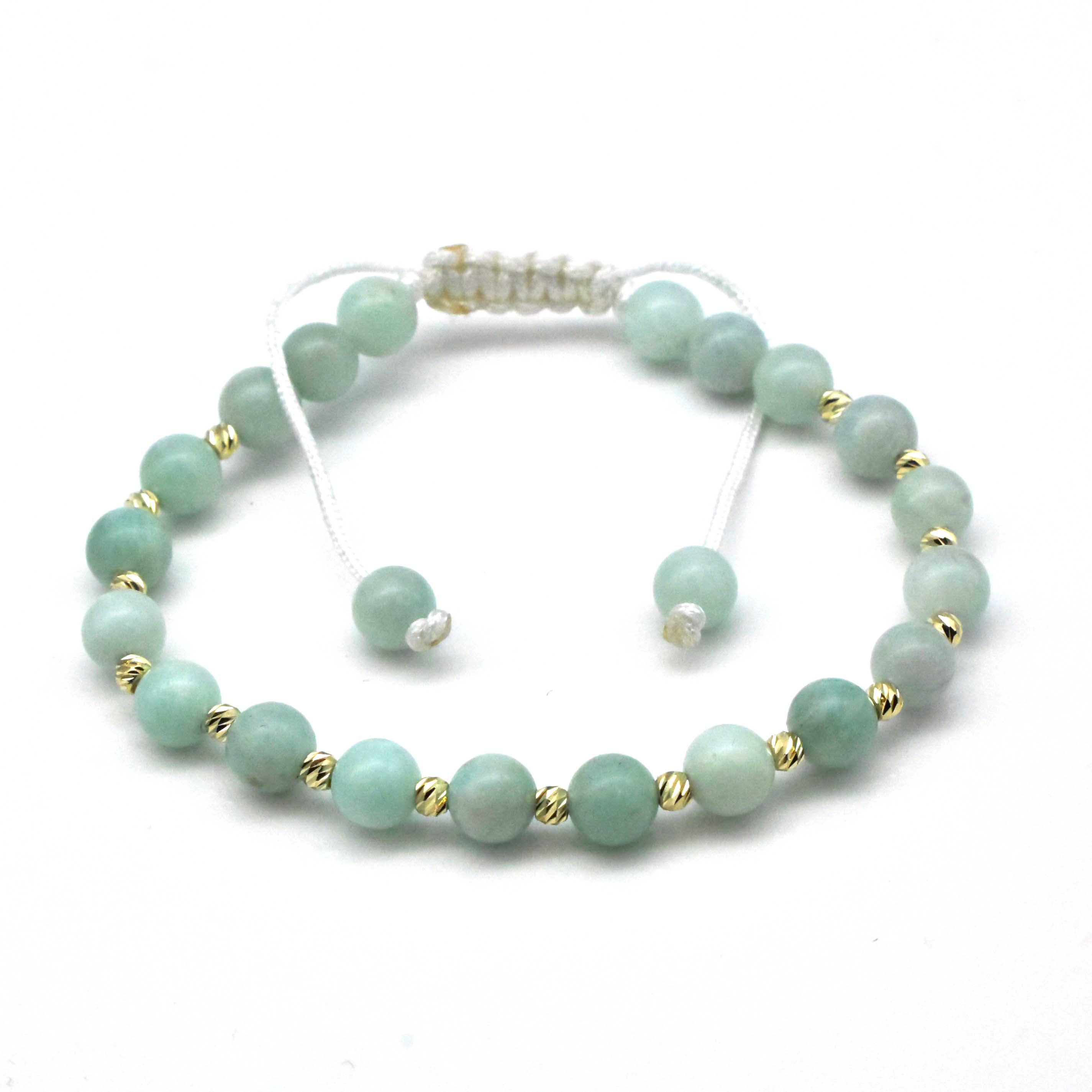 Златна гривна Fresh Mint 14K с ментови мъниста