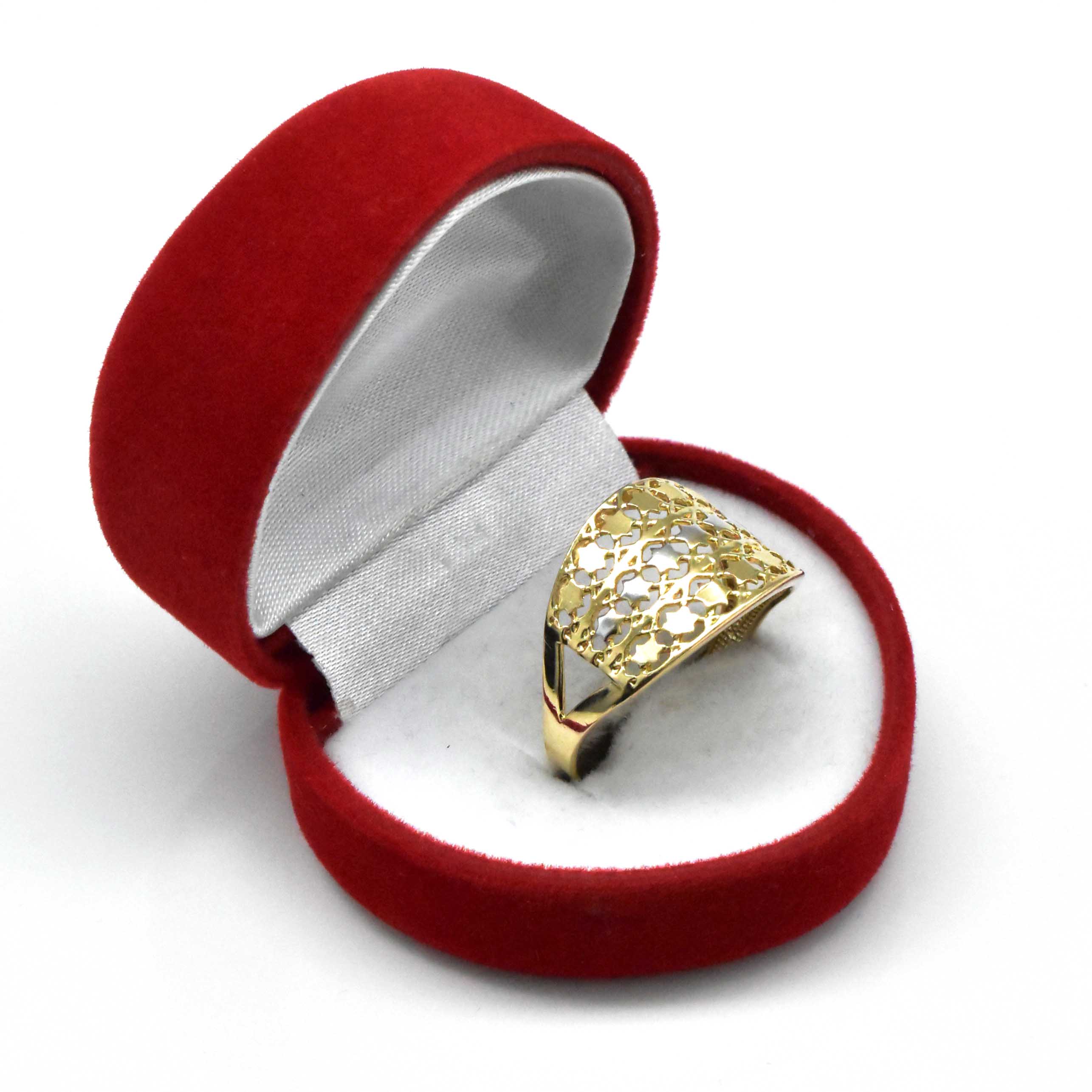 златен ажурен пръстен широк модел 14k