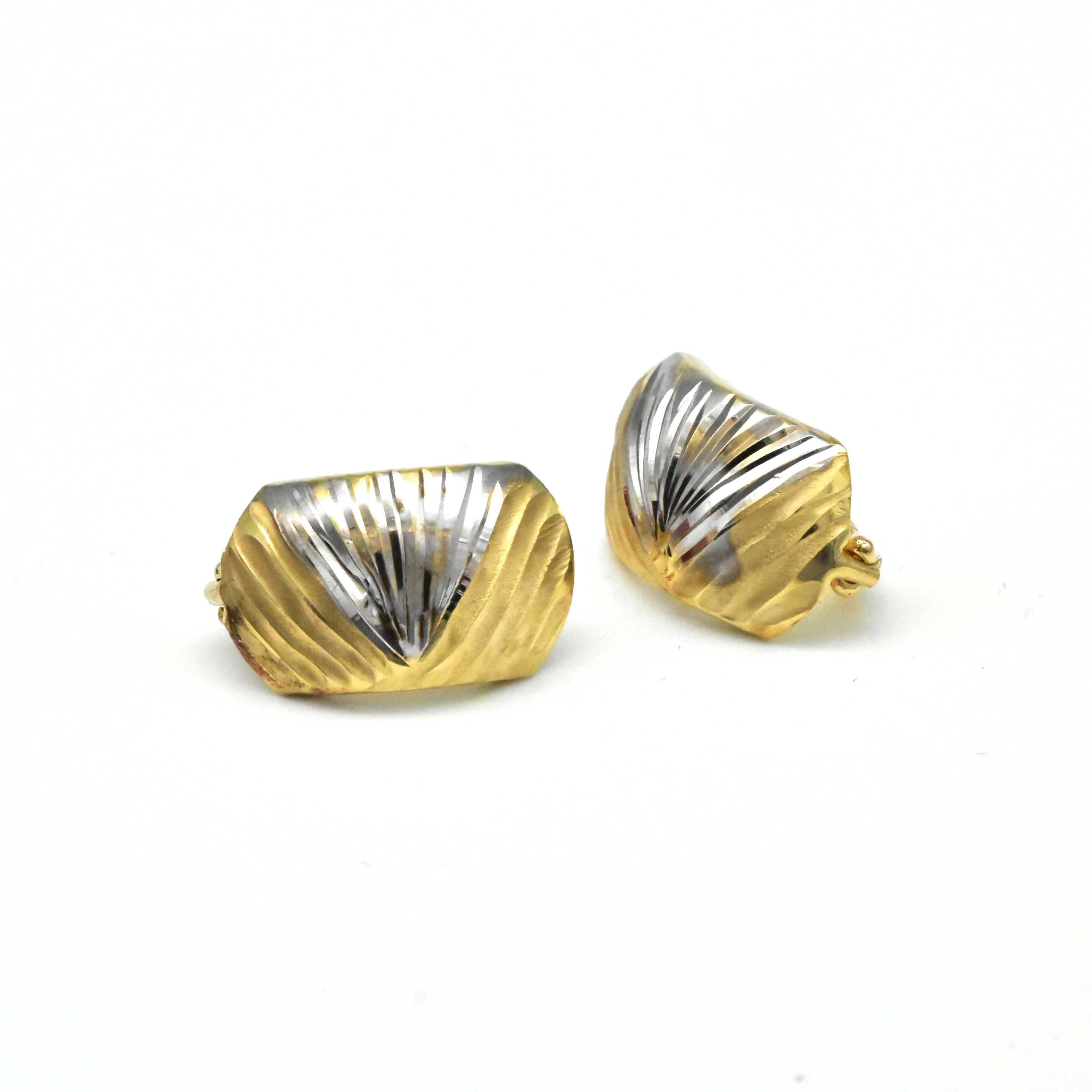 златни дамски обеци 14k двуцветен дизайн Avangard Gold